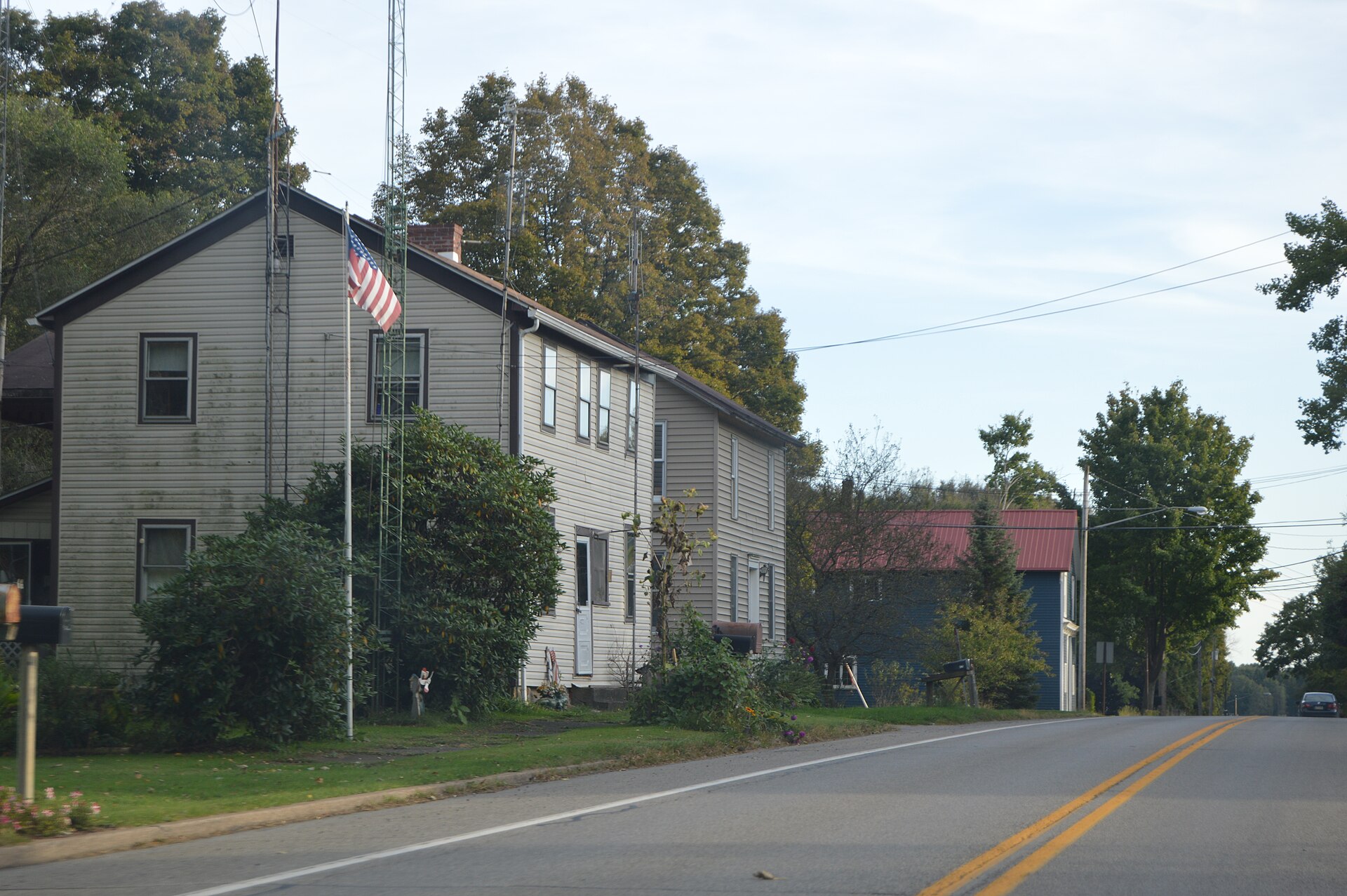 Houses on the eastern side of Mercer Street (Pennsylvania Route 173) south of Chestnut Street in New Lebanon, Pennsylvania, United States.