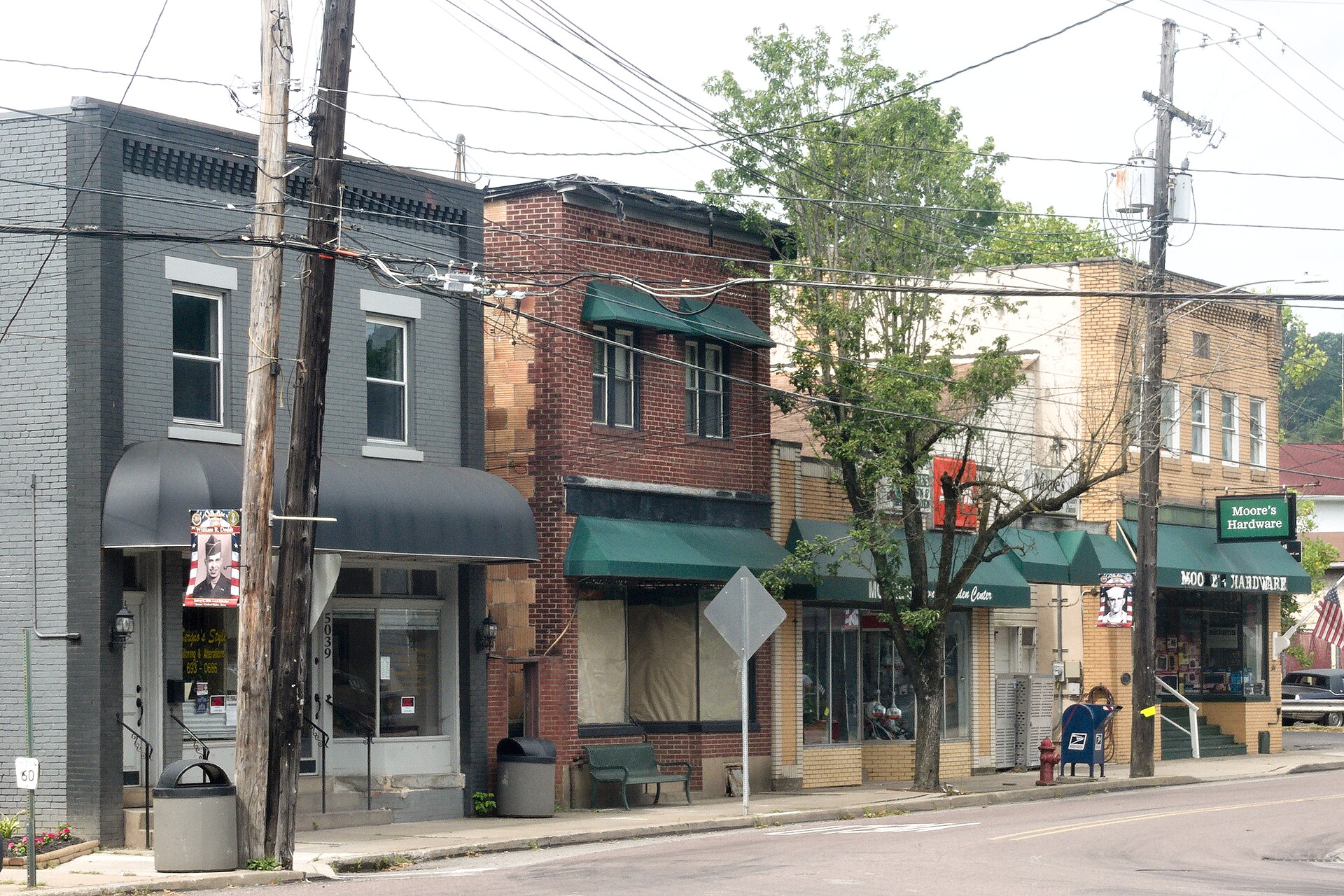 Commercial buildings on Noblestown Road in Oakdale, Pennsylvania