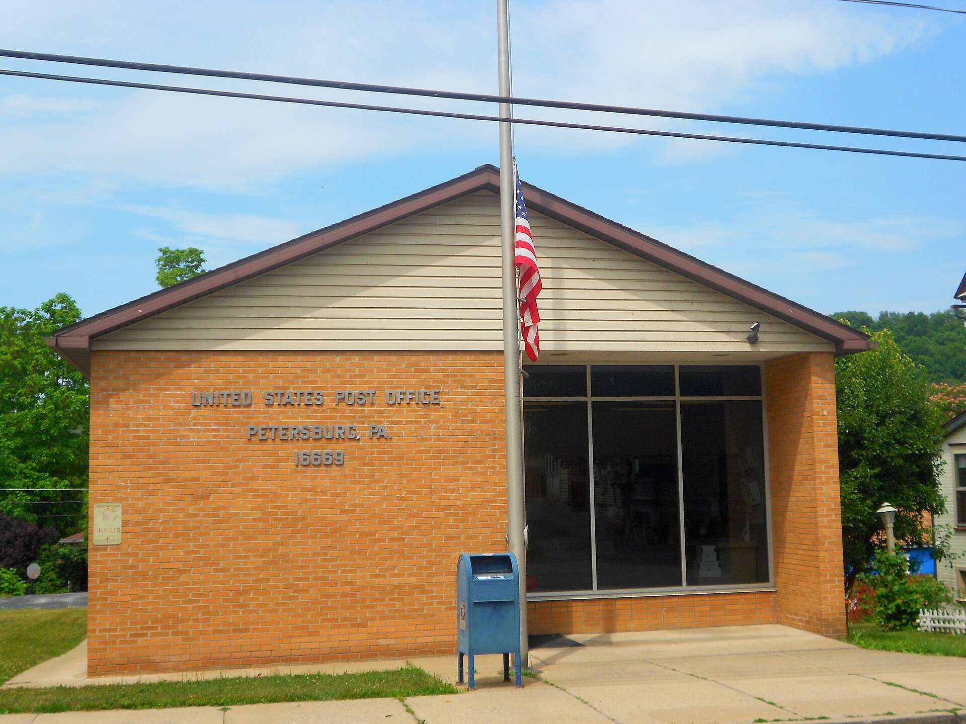 United States Post Office Petersburg, Pennsylvania. Zip code 16669