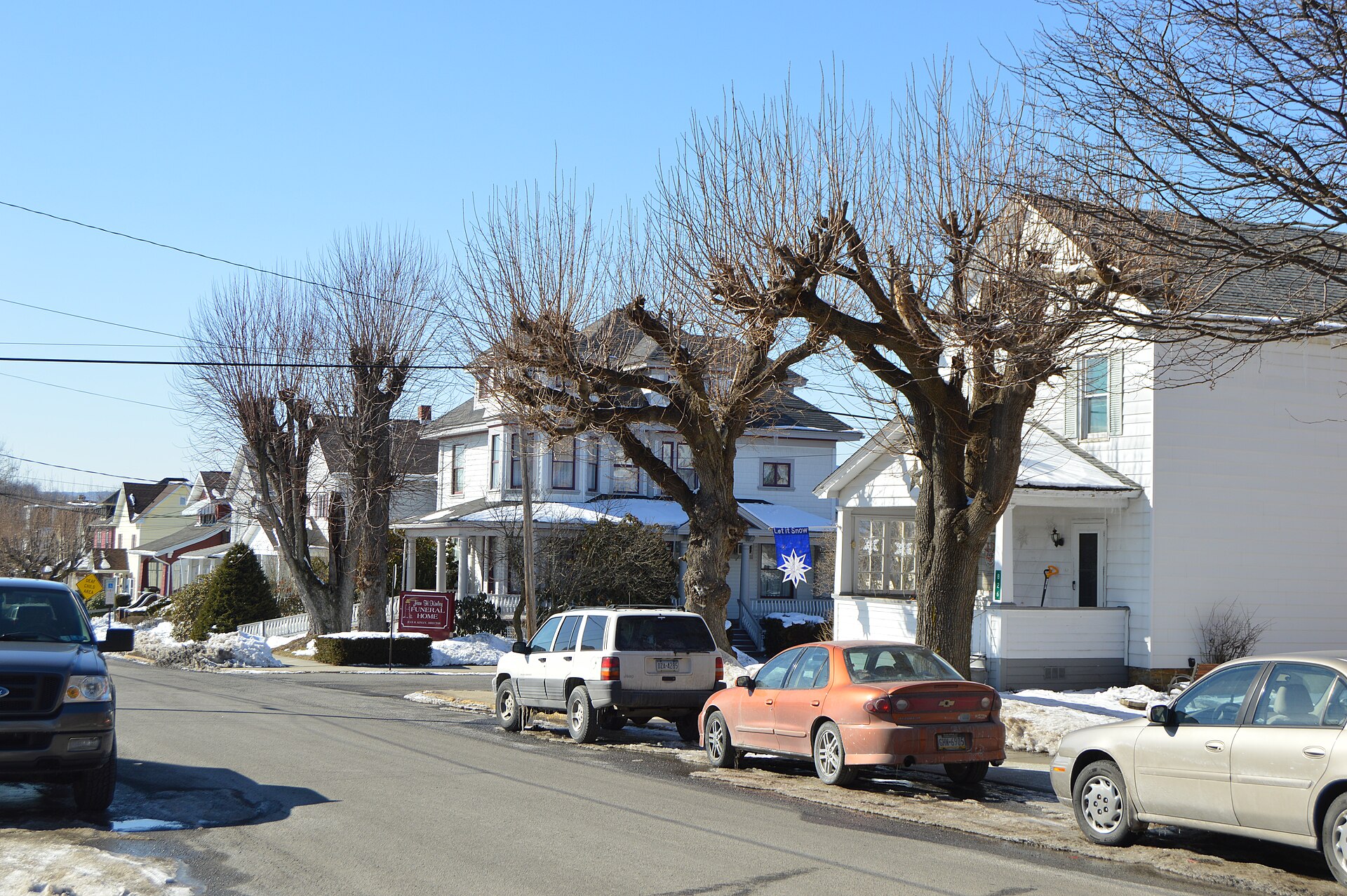 Houses on the northern side of Gillespie Street at the Cambria Street intersection in Portage, Pennsylvania, United States.