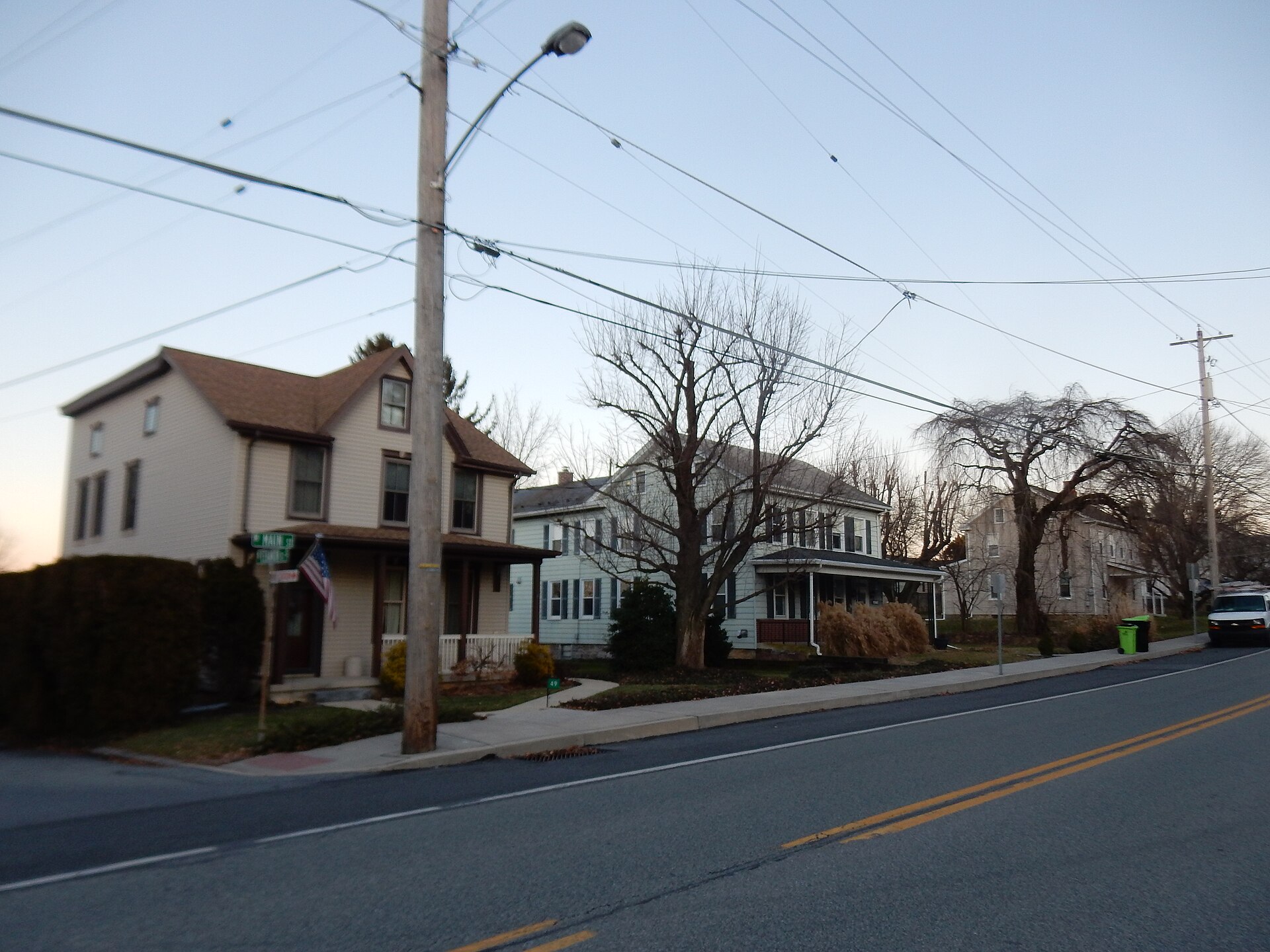 View of East Main St., West Cornwall Township, Lebanon county, Pennsylvania. Corner of E Main and Lancaster St. — Quentin, Pennsylvania