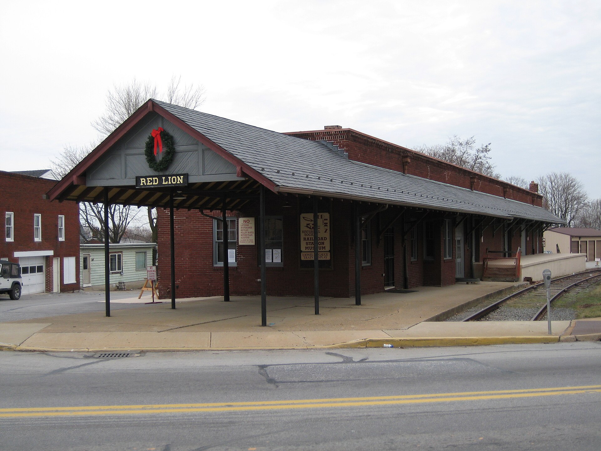 Former railroad station in Red Lion, Pennsylvania. Built by the Maryland and Pennsylvania Railroad, known affectionately as the Ma and Pa RR.
