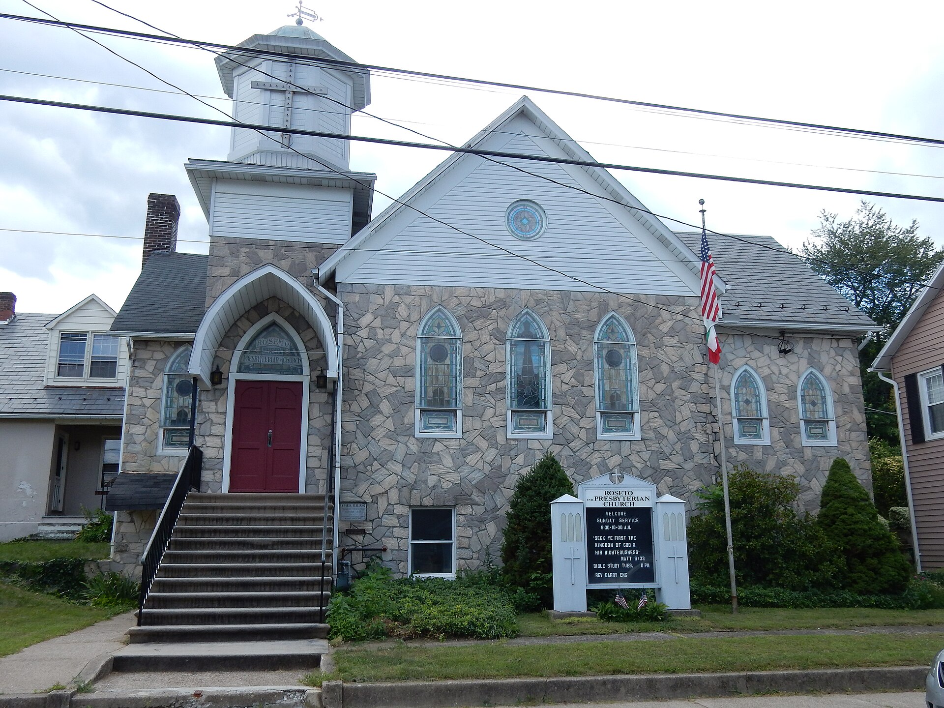 Roseto Presbyterian Church, 210 Garibaldi St., Roseto, Northampton County, Pennsylvania.