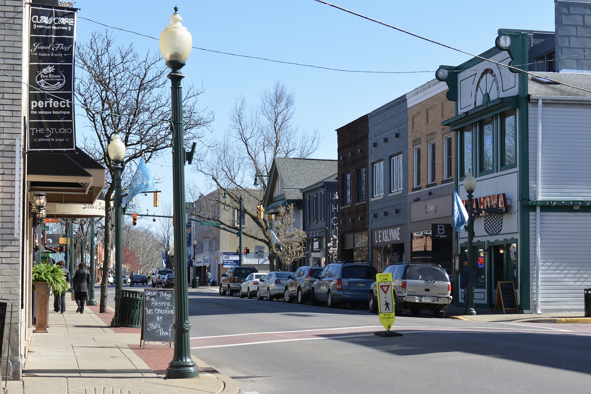 Downtown streets in Sewickley, Pennsylvania