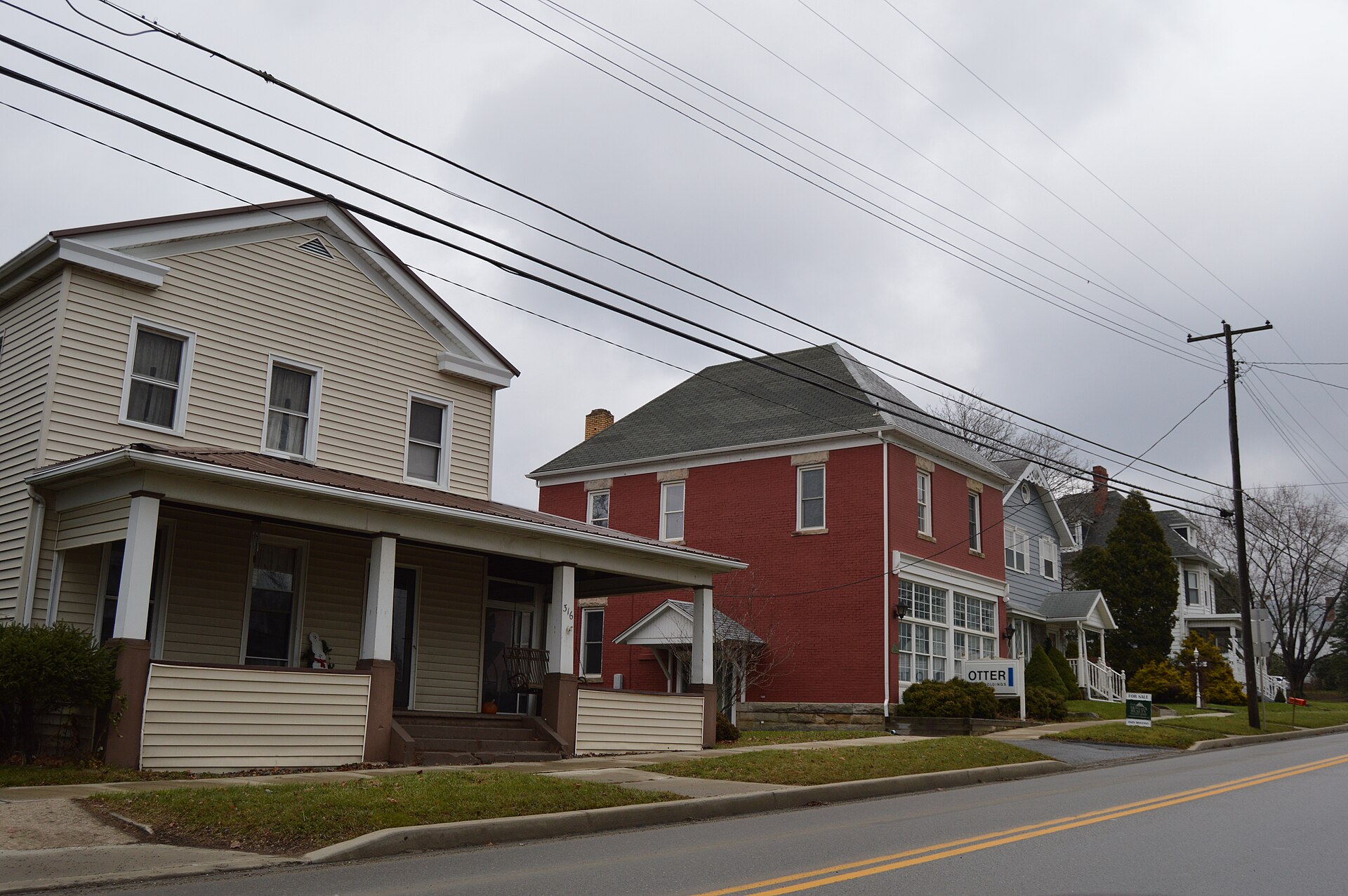 Buildings on the northern side of E. Main Street (U.S. Route 322/Pennsylvania Route 208) east of the Railroad Street intersection in Shippenville, Pennsylvania, United States.