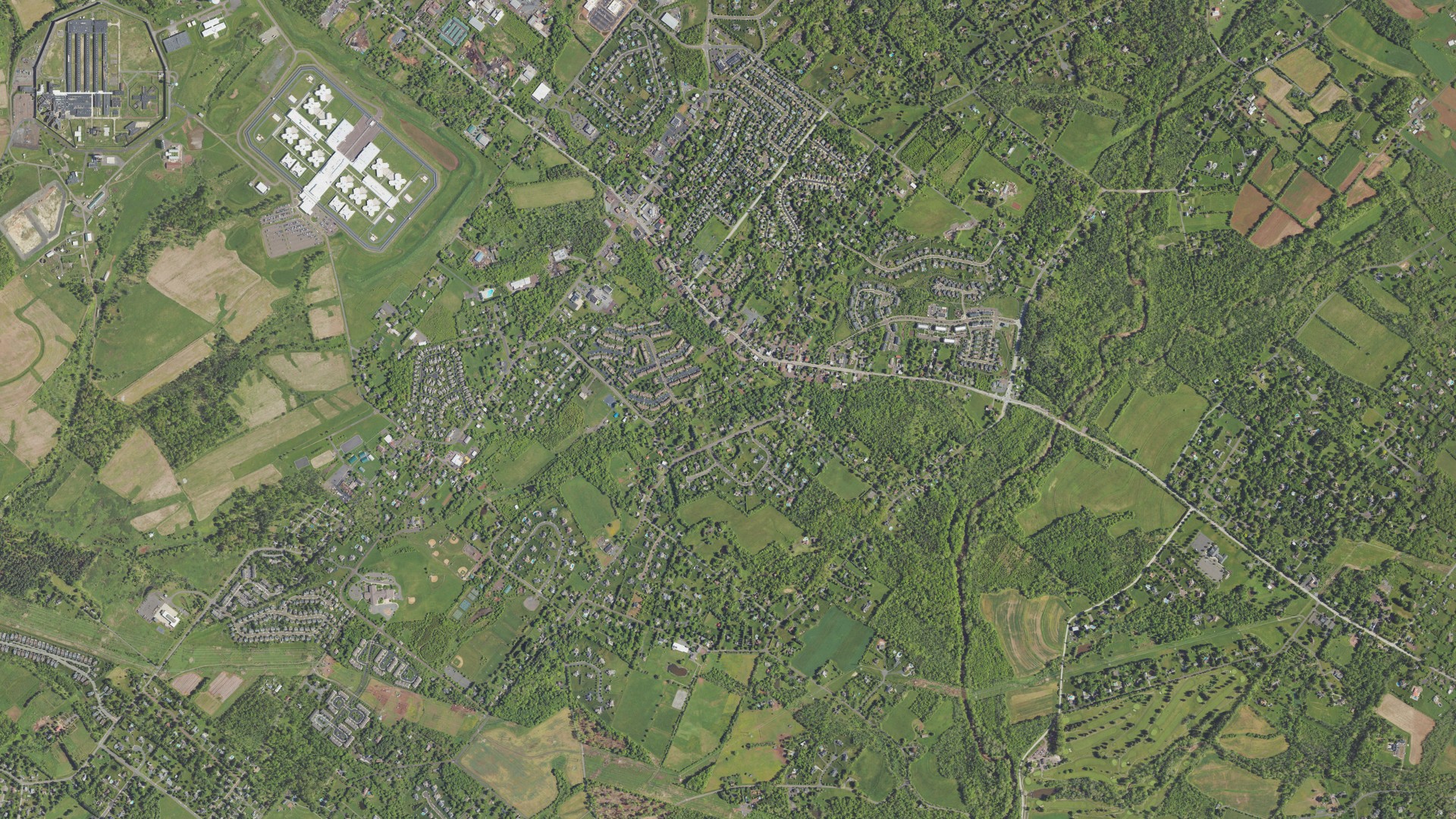Aerial view of land around Skippack, Pennsylvania