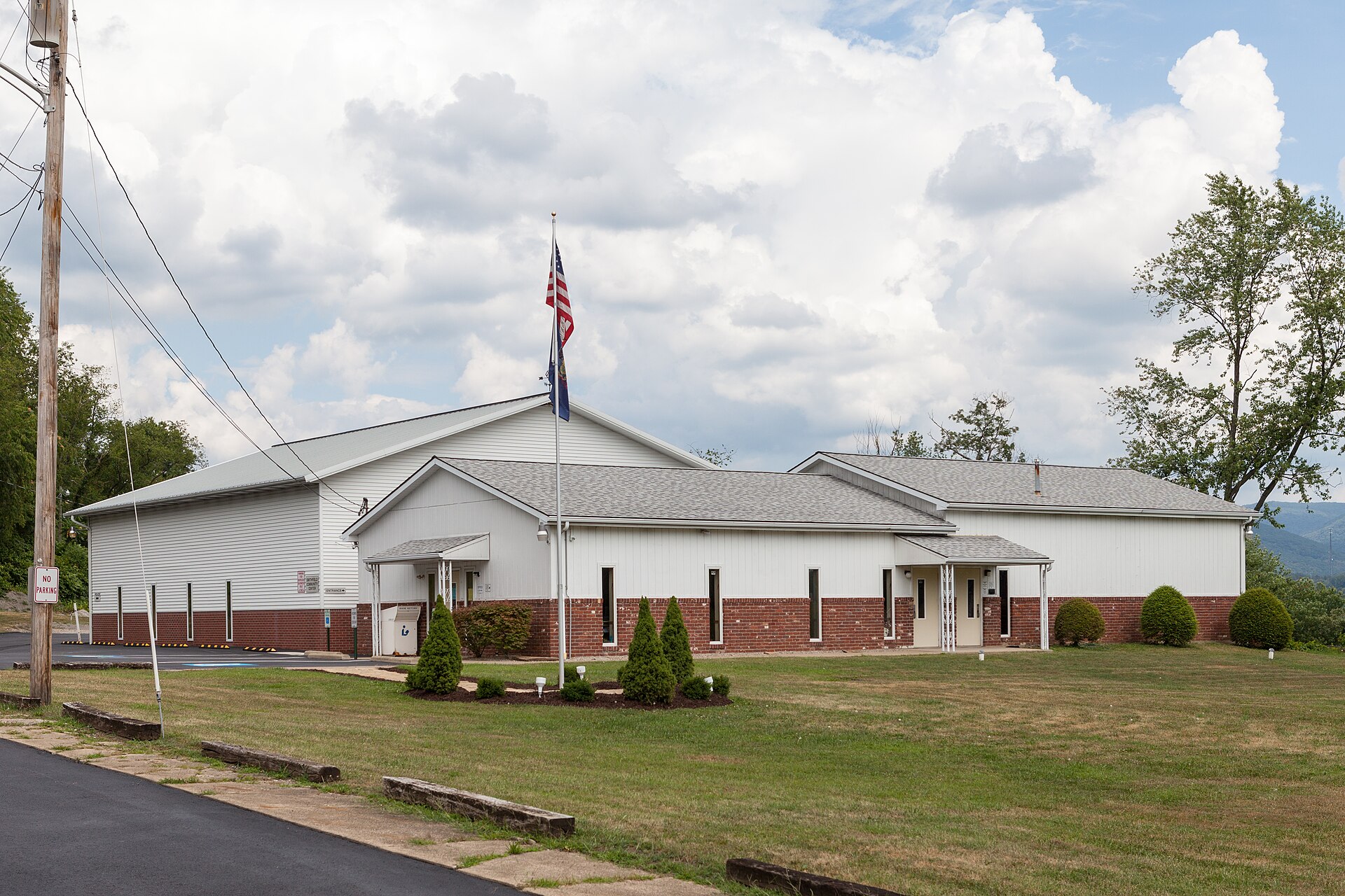 Smithfield Borough Building, community center, and library at 14 Water Street, Smithfield, Pennsylvania.