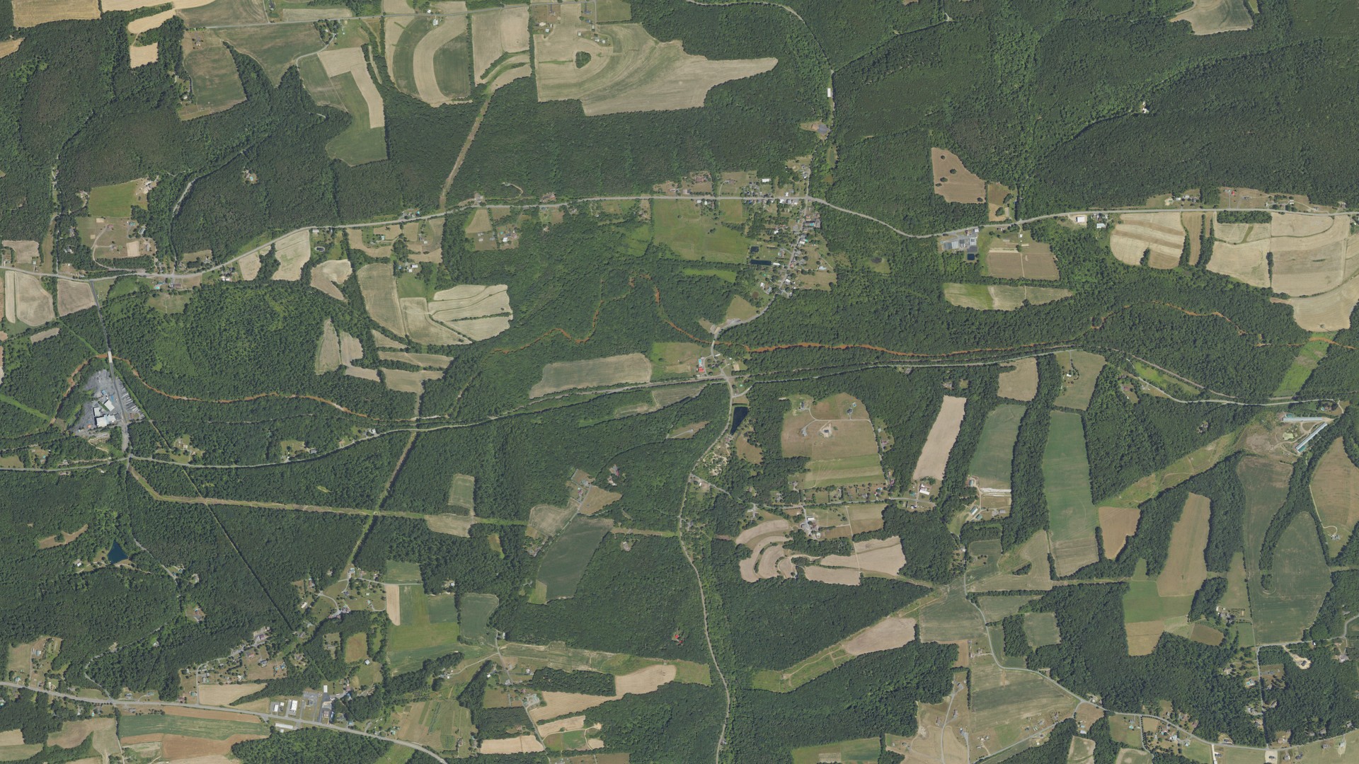 Aerial view of land around Snydertown, Pennsylvania