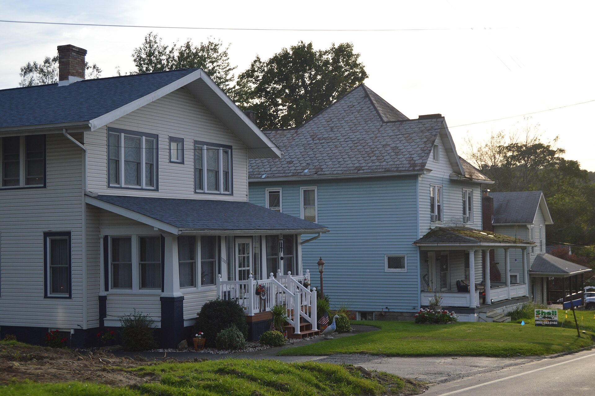 Houses on the southern side of Walnut Street (Pennsylvania Route 845) east of Pine Street in Stoneboro, Pennsylvania, United States.
