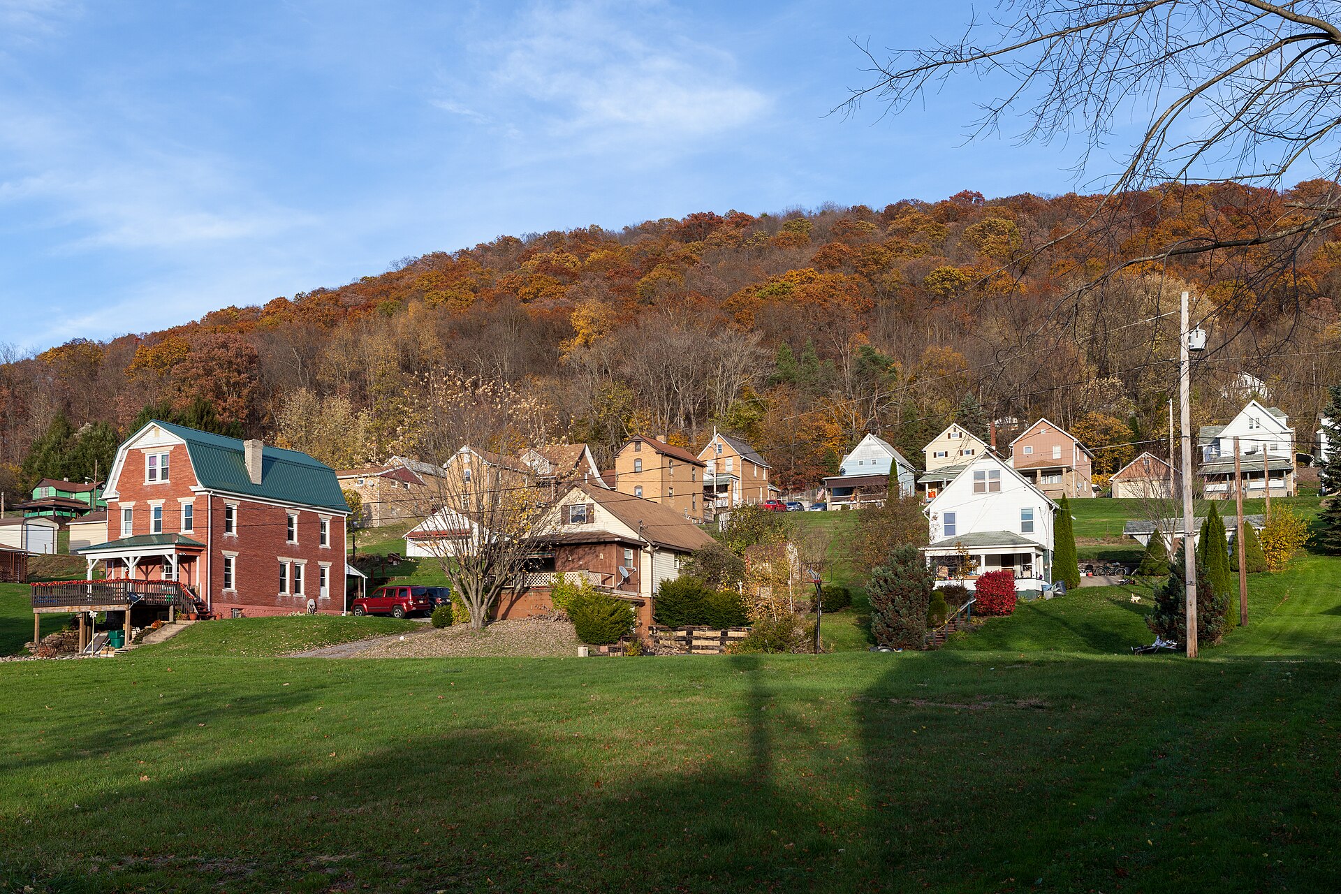 Looking northeast at the west facing hillside in Templeton, Pennsylvania, located in Pine Township, Armstrong County, Pennsylvania.