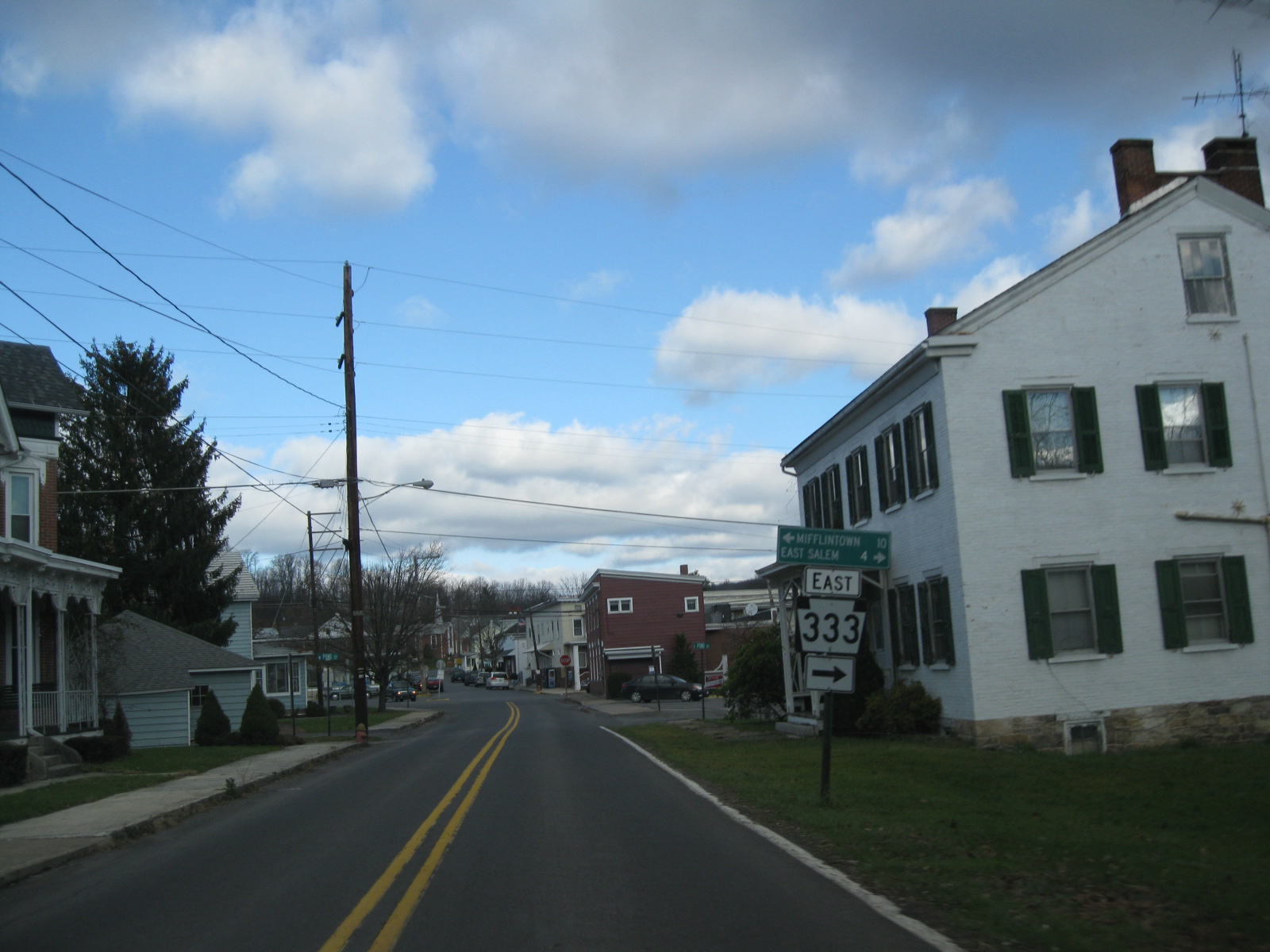 State Route 333 eastbound through the borough of Thompsontown, Pennsylvania.