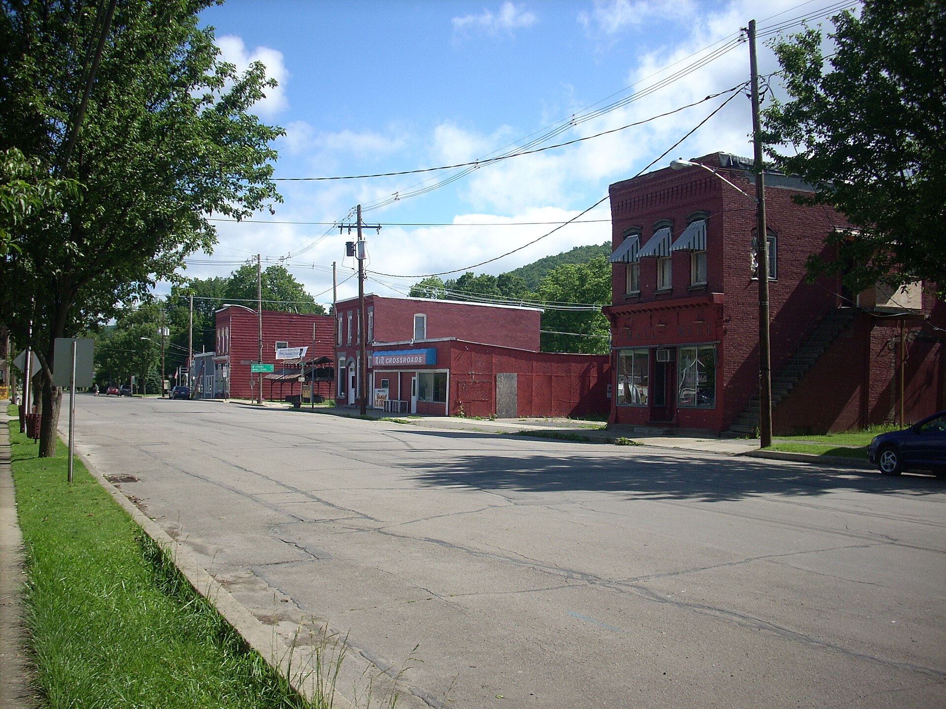 Downtown streets in Tioga, Pennsylvania