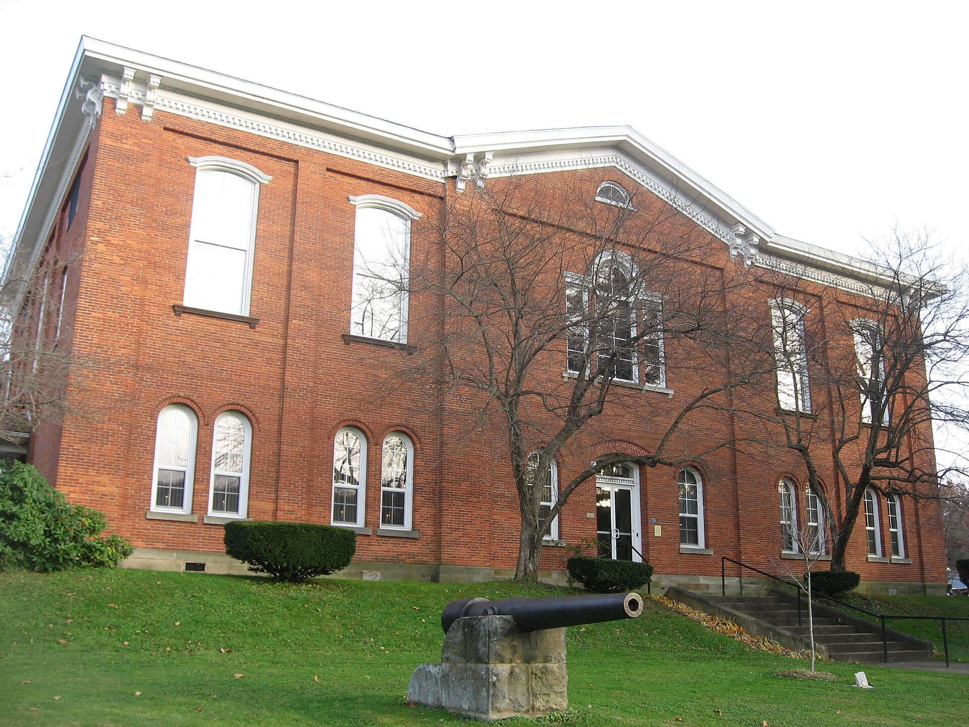 Front and northern side of the Forest County Courthouse, located at 526 Elm Street (U.S. Route 62) in Tionesta, Pennsylvania, United States. It was built in 1870.