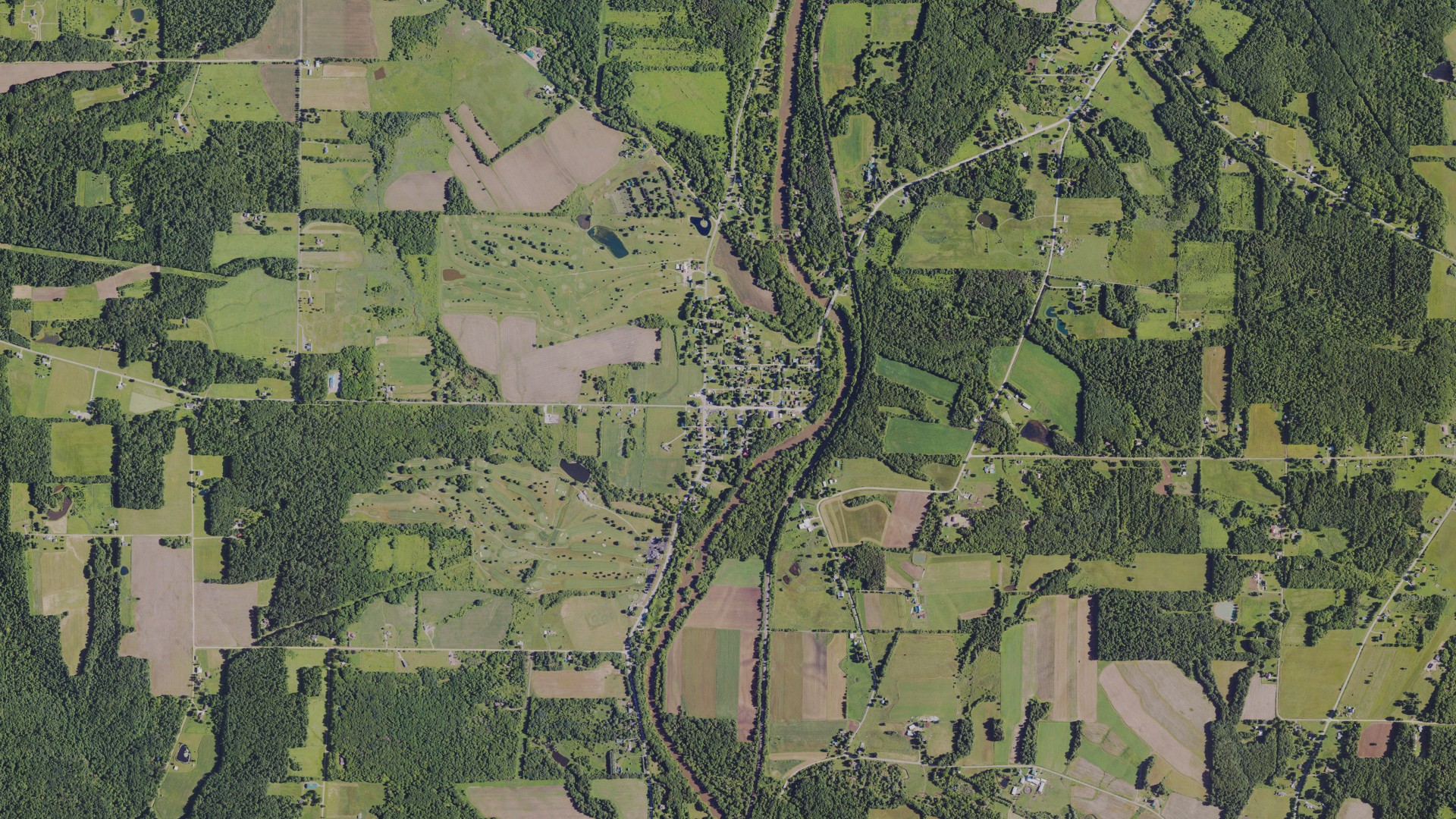 Aerial view of land around Venango, Pennsylvania