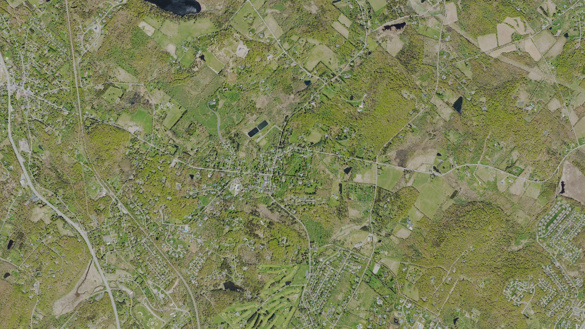 Aerial view of land around Waverly, Pennsylvania