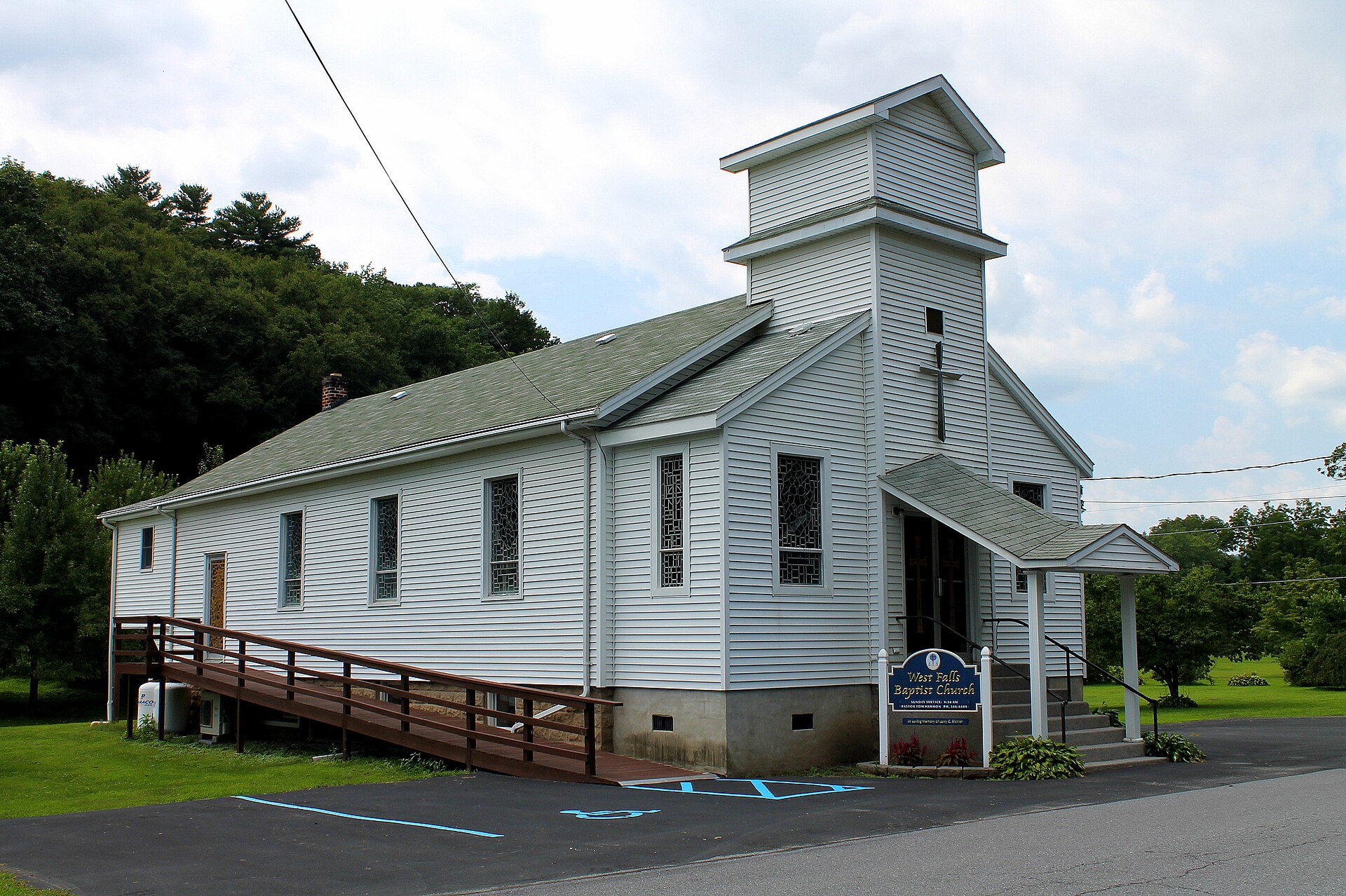 West Falls Baptist Church in the w:census-designated place of w:West Falls, Pennsylvania.