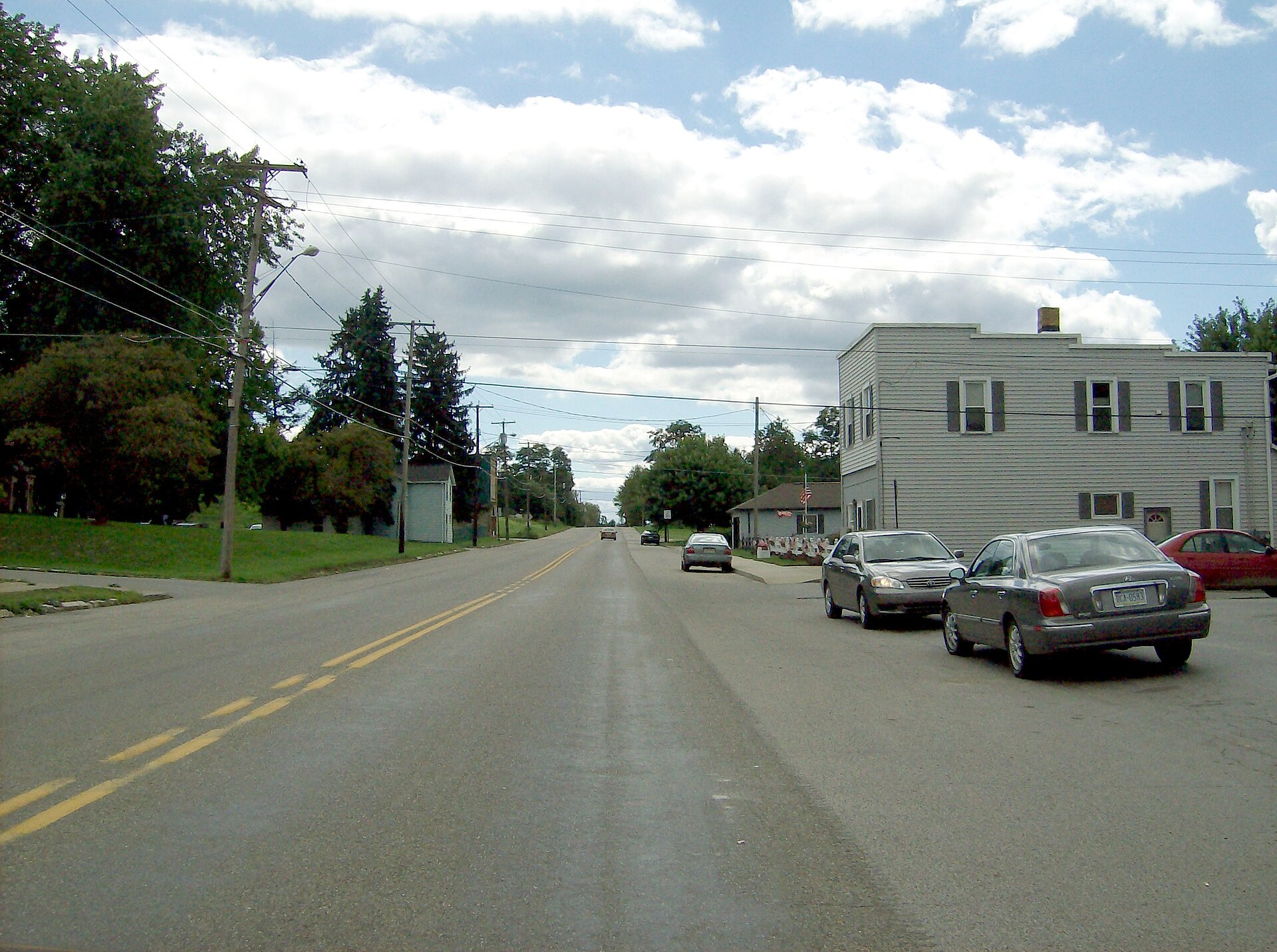 Heading southbound along Pennsylvania Route 168 in central West Pittsburg in southern Lawrence County, Pennsylvania, United States.