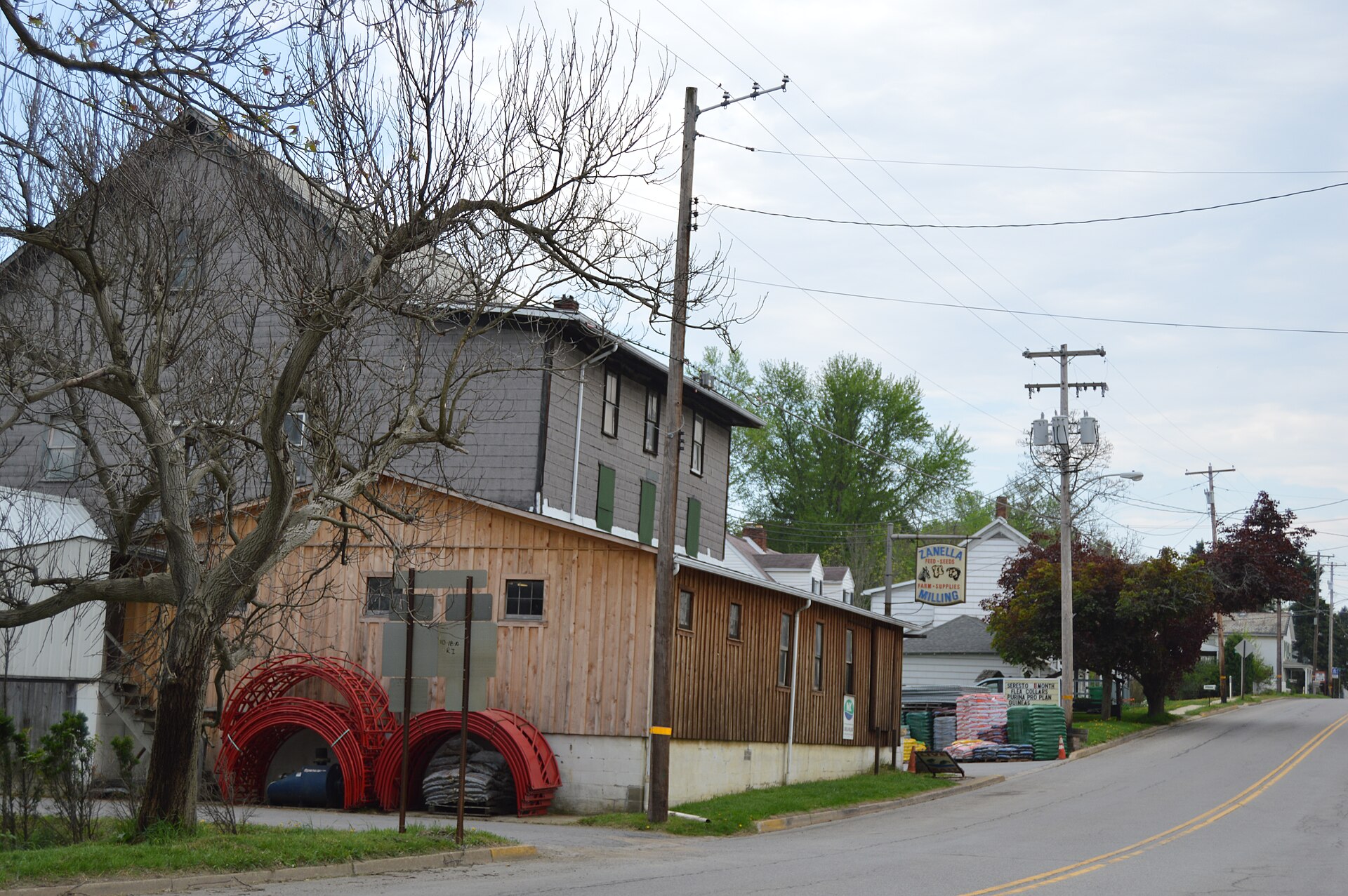 Buildings on the eastern side of Main Street (Pennsylvania Route 308) north of the Washington Street intersection in West Sunbury, Pennsylvania, United States.