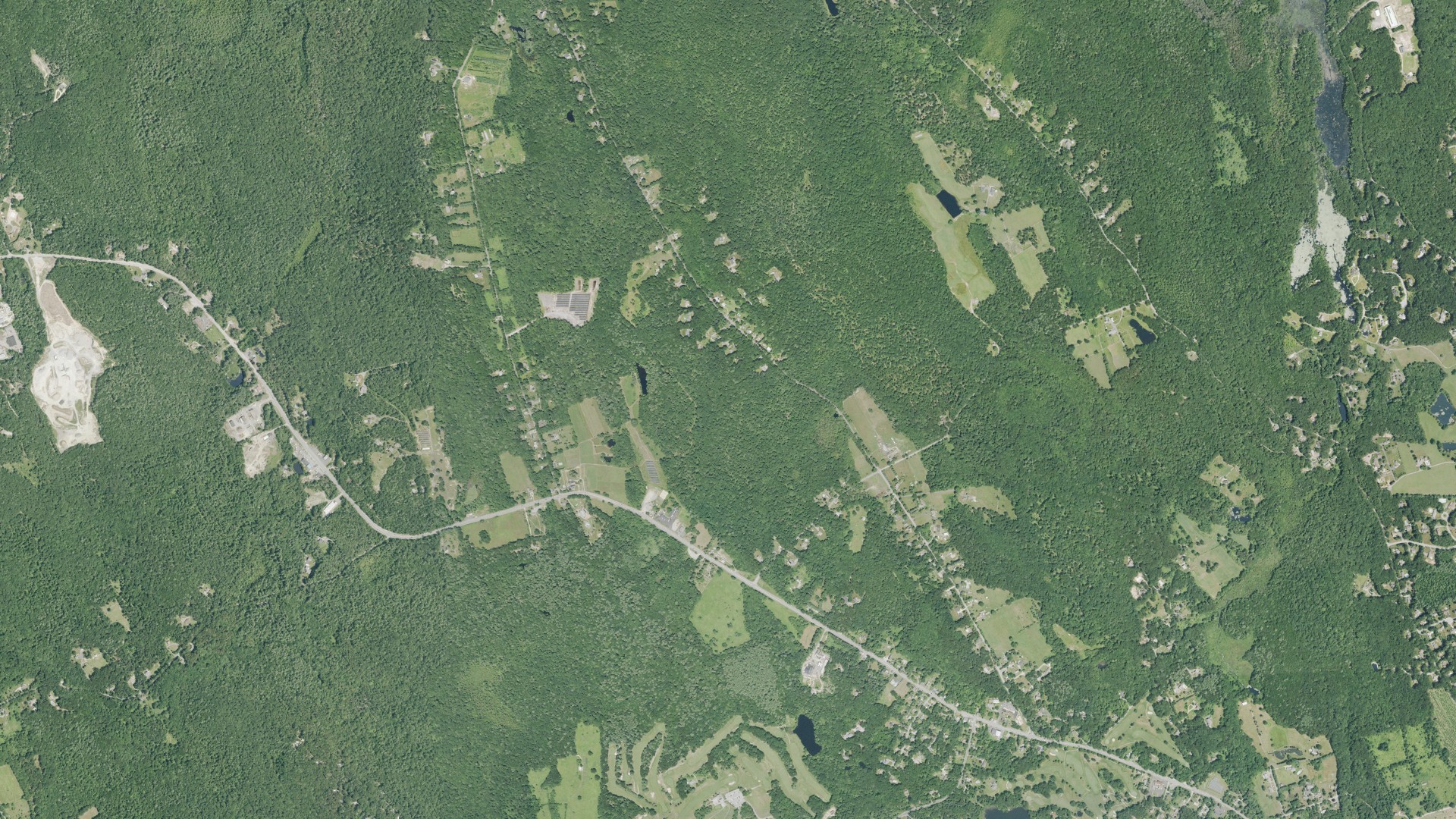 Natural-color aerial photograph of land around Harmony, Rhode Island
