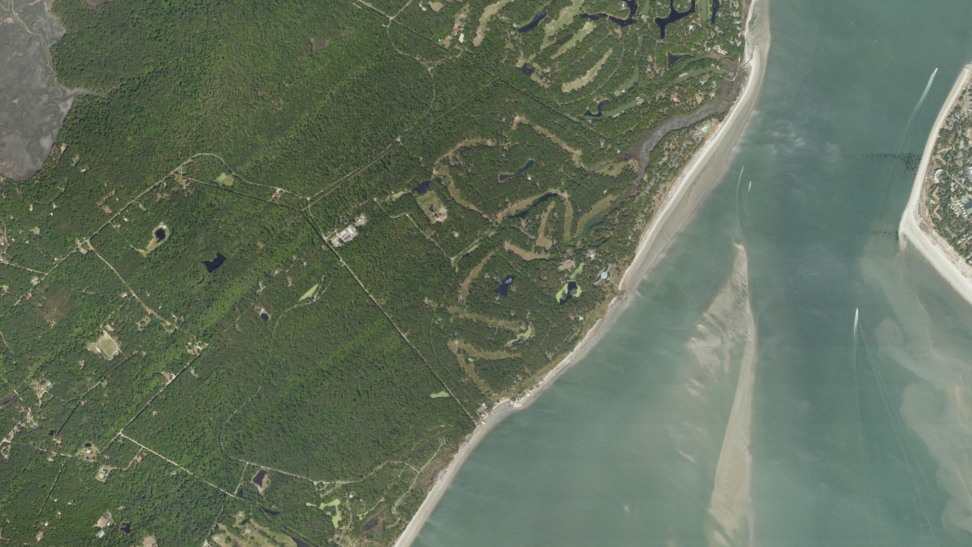 Natural-color aerial photograph of land around Daufuskie Island, South Carolina