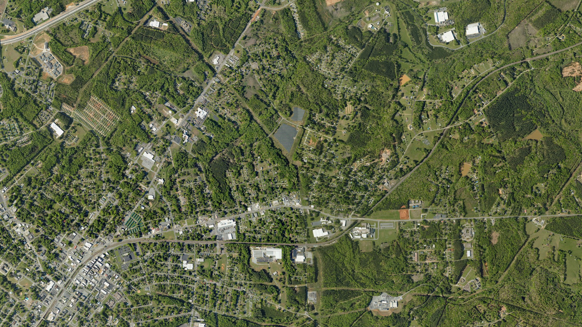Natural-color aerial photograph of land around East Gaffney, South Carolina