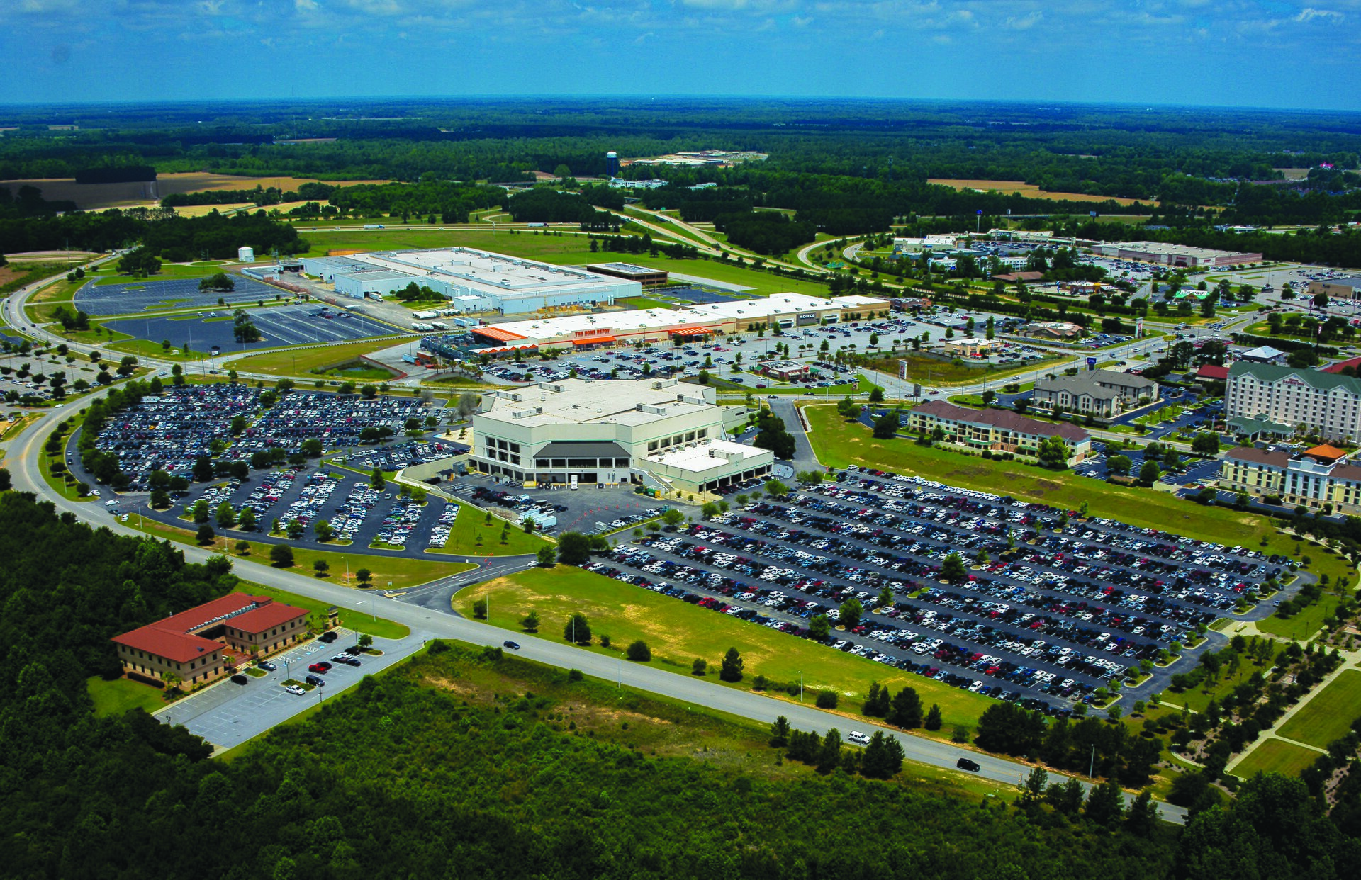 An Aerial View of Western Florence, South Carolina, USA near the junction of Interstates I-20 and I-95.