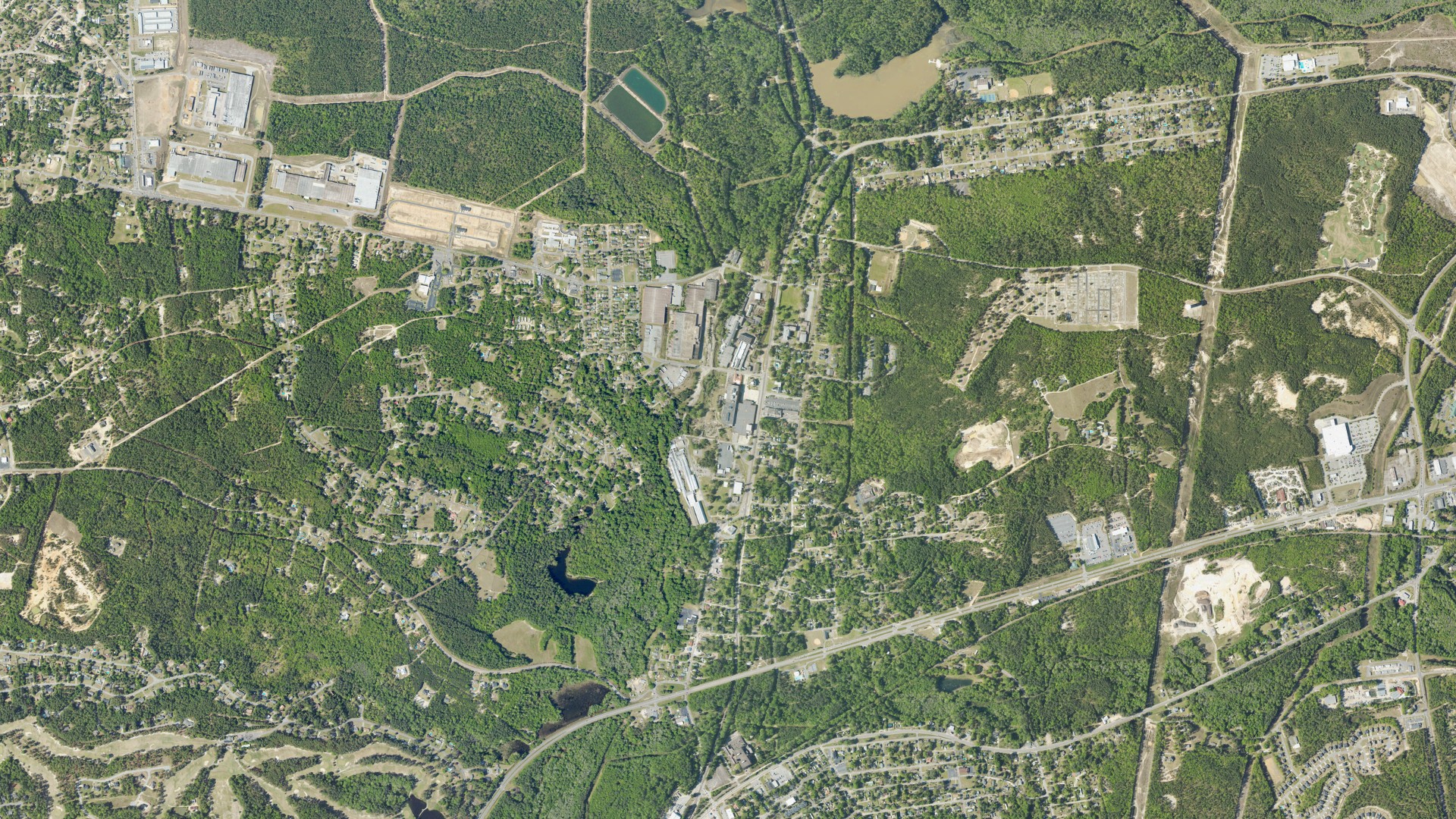 Aerial view of land around Graniteville, South Carolina