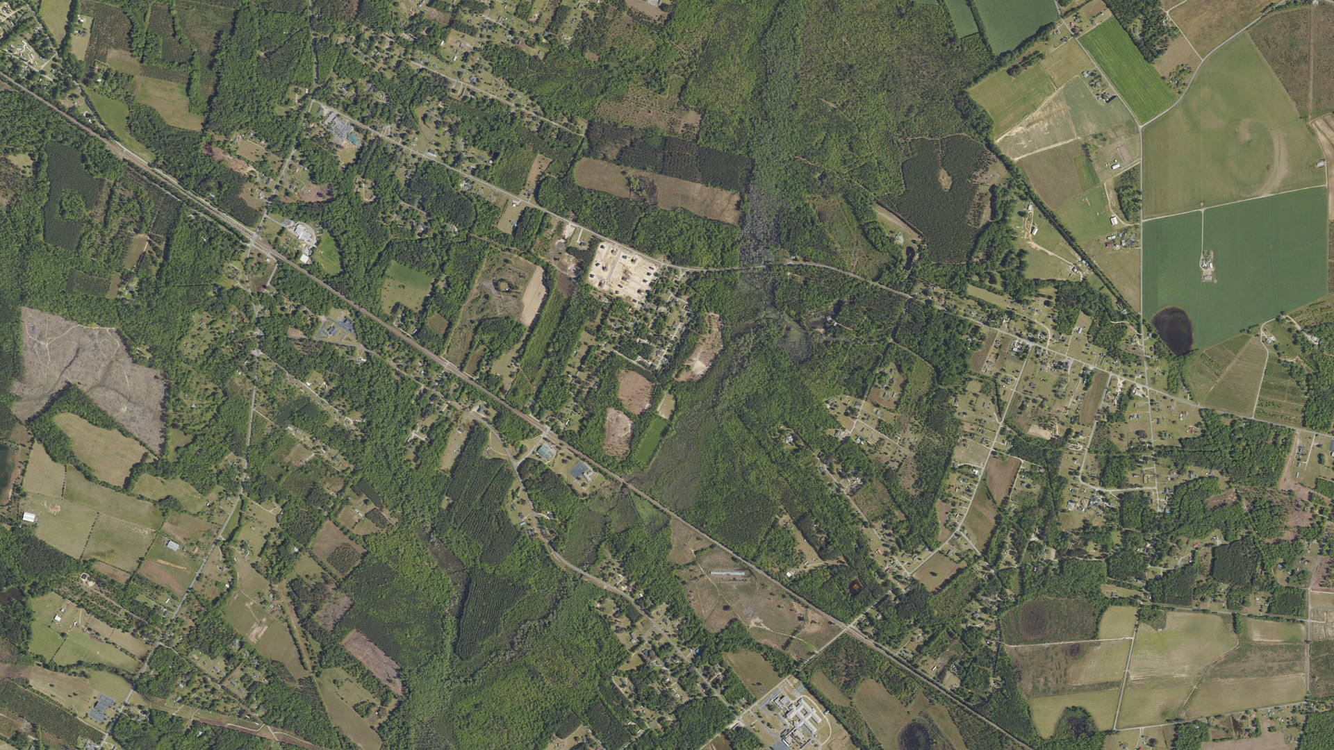 Natural-color aerial photograph of land around Hopkins, South Carolina