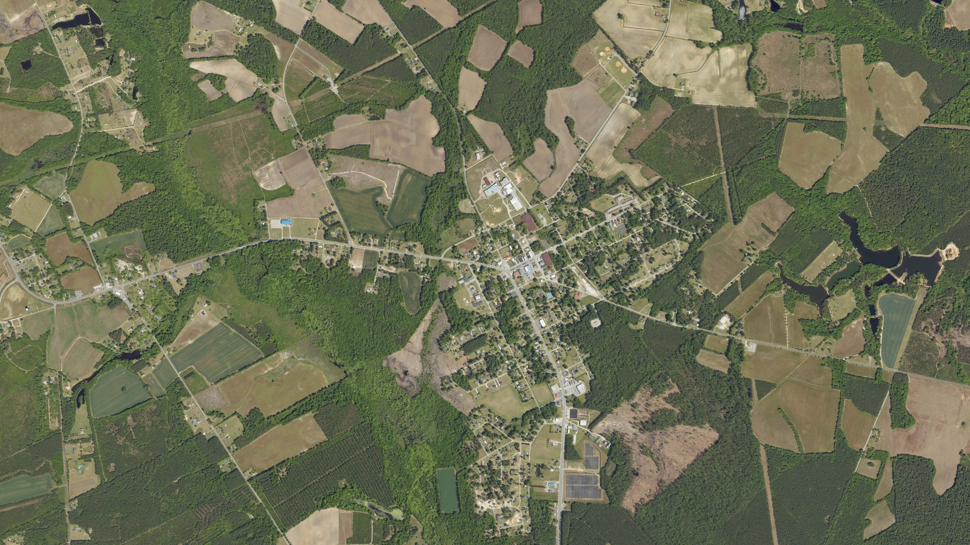 Natural-color aerial photograph of land around Pamplico, South Carolina