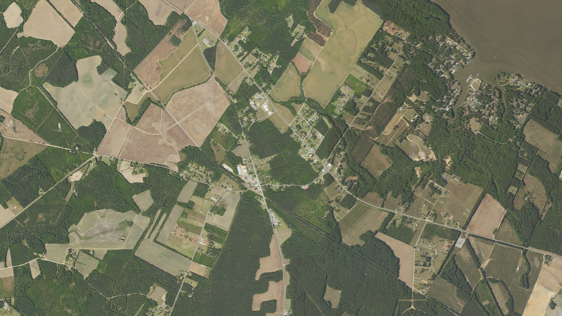 Natural-color aerial photograph of land around Vance, South Carolina
