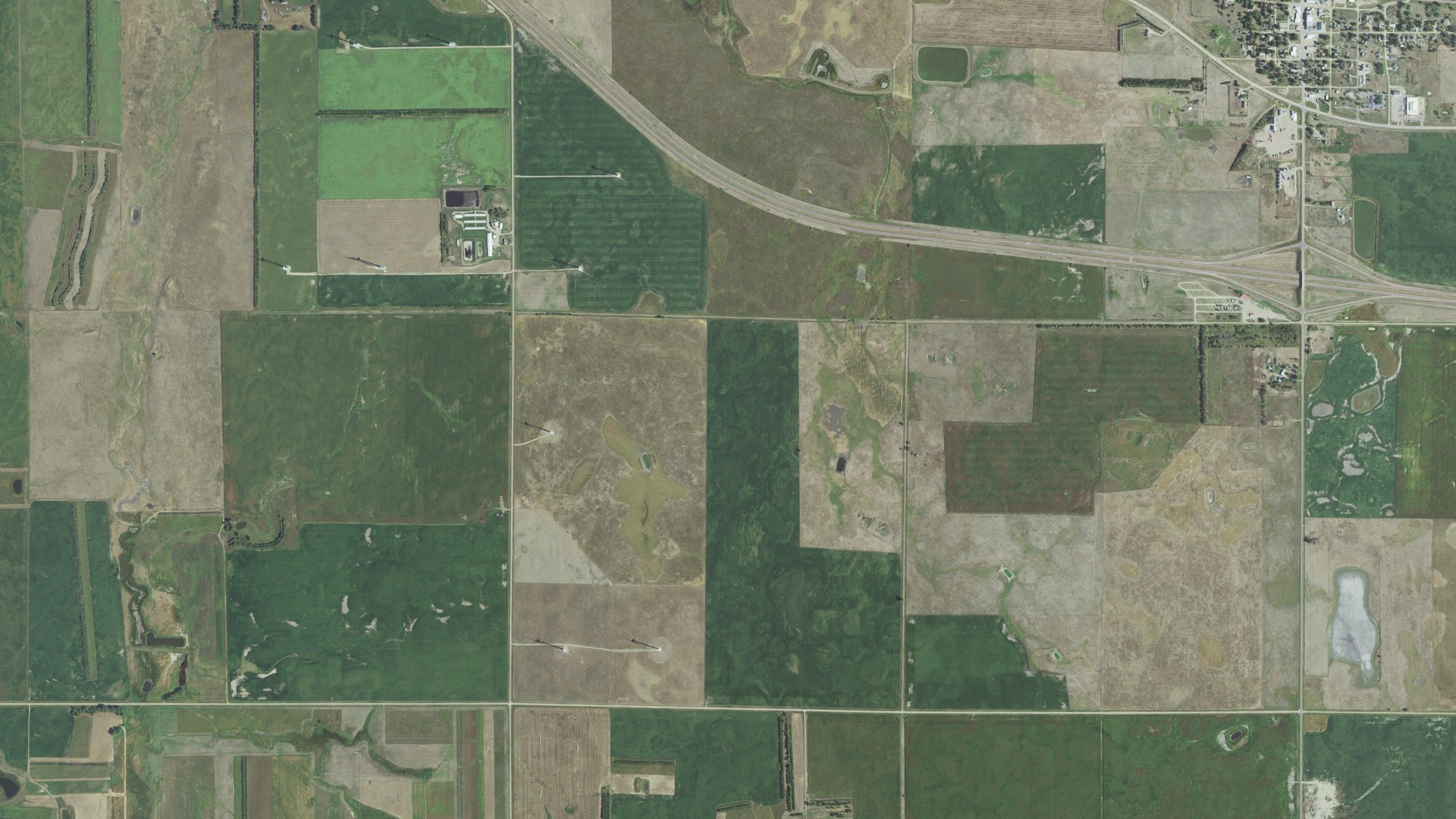 Aerial view of land around White Lake, South Dakota