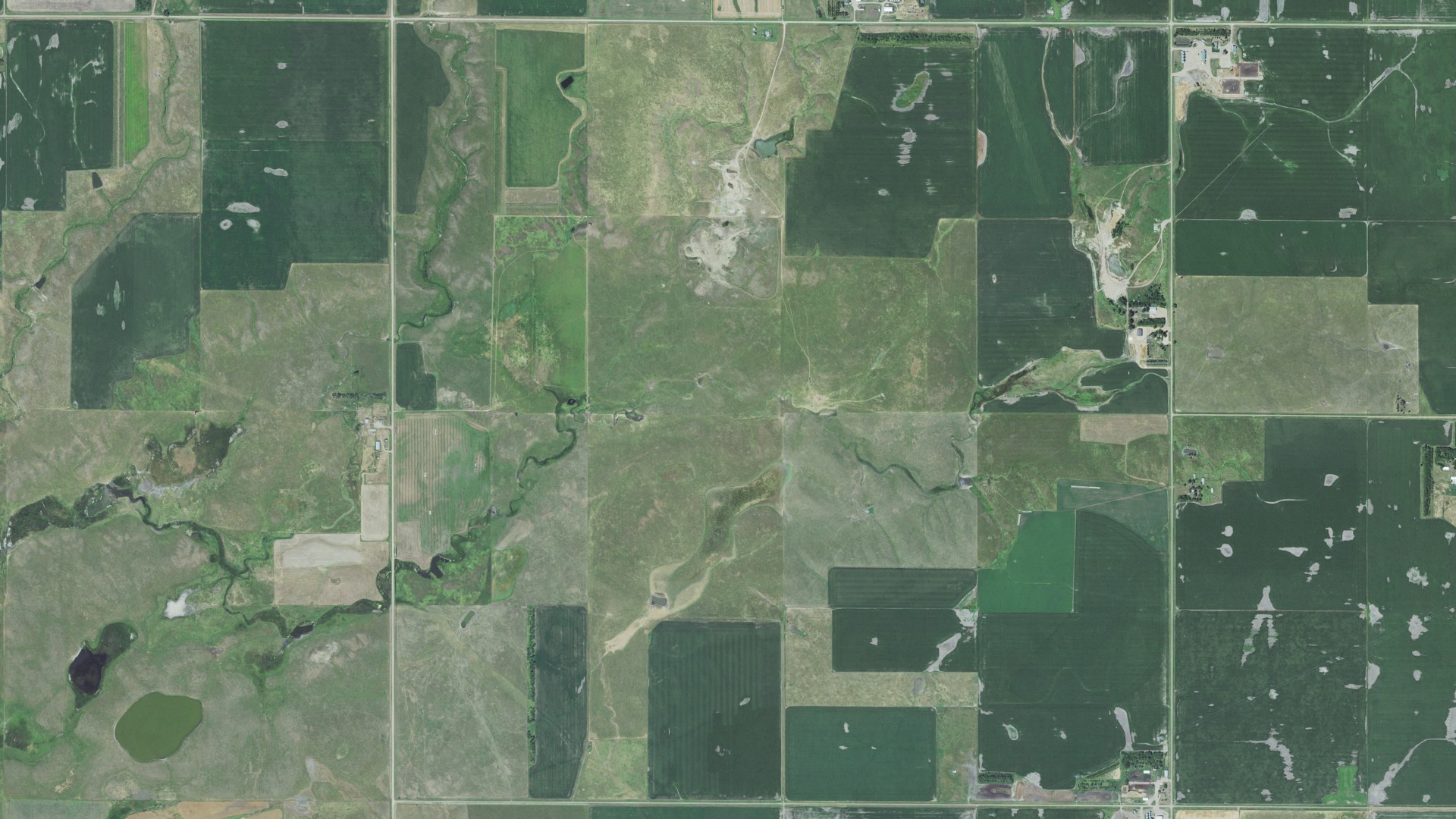 Aerial view of land around Milford, South Dakota