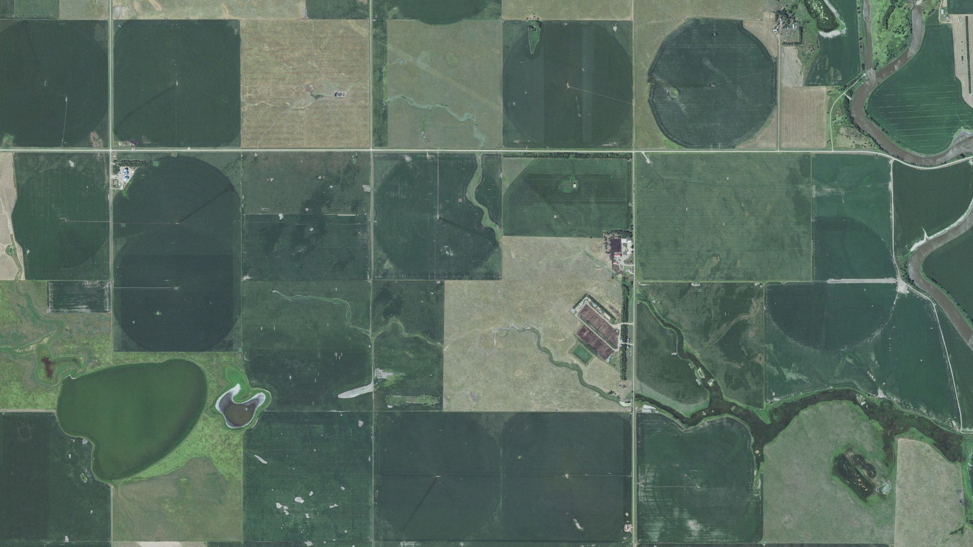 Aerial view of land around Pleasant View, South Dakota