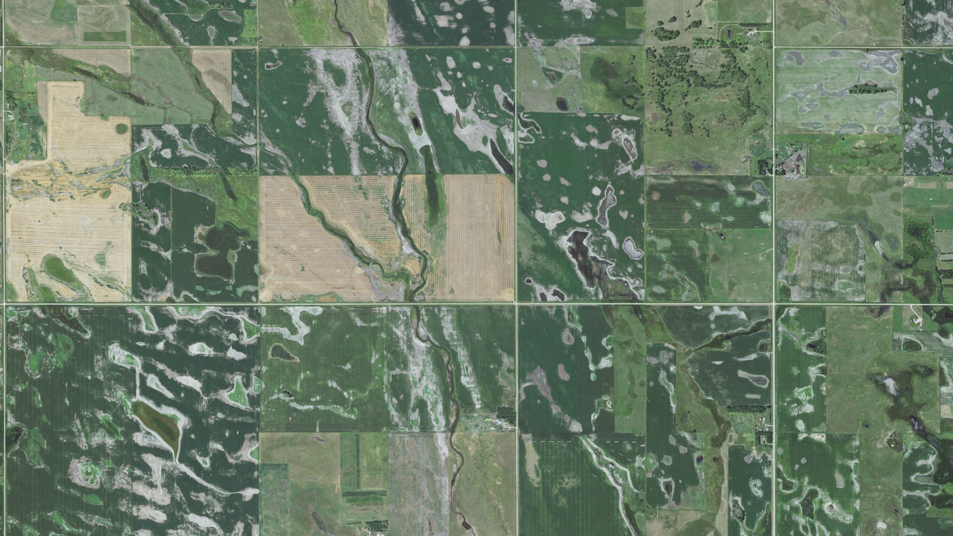 Aerial view of land around Theresa, South Dakota