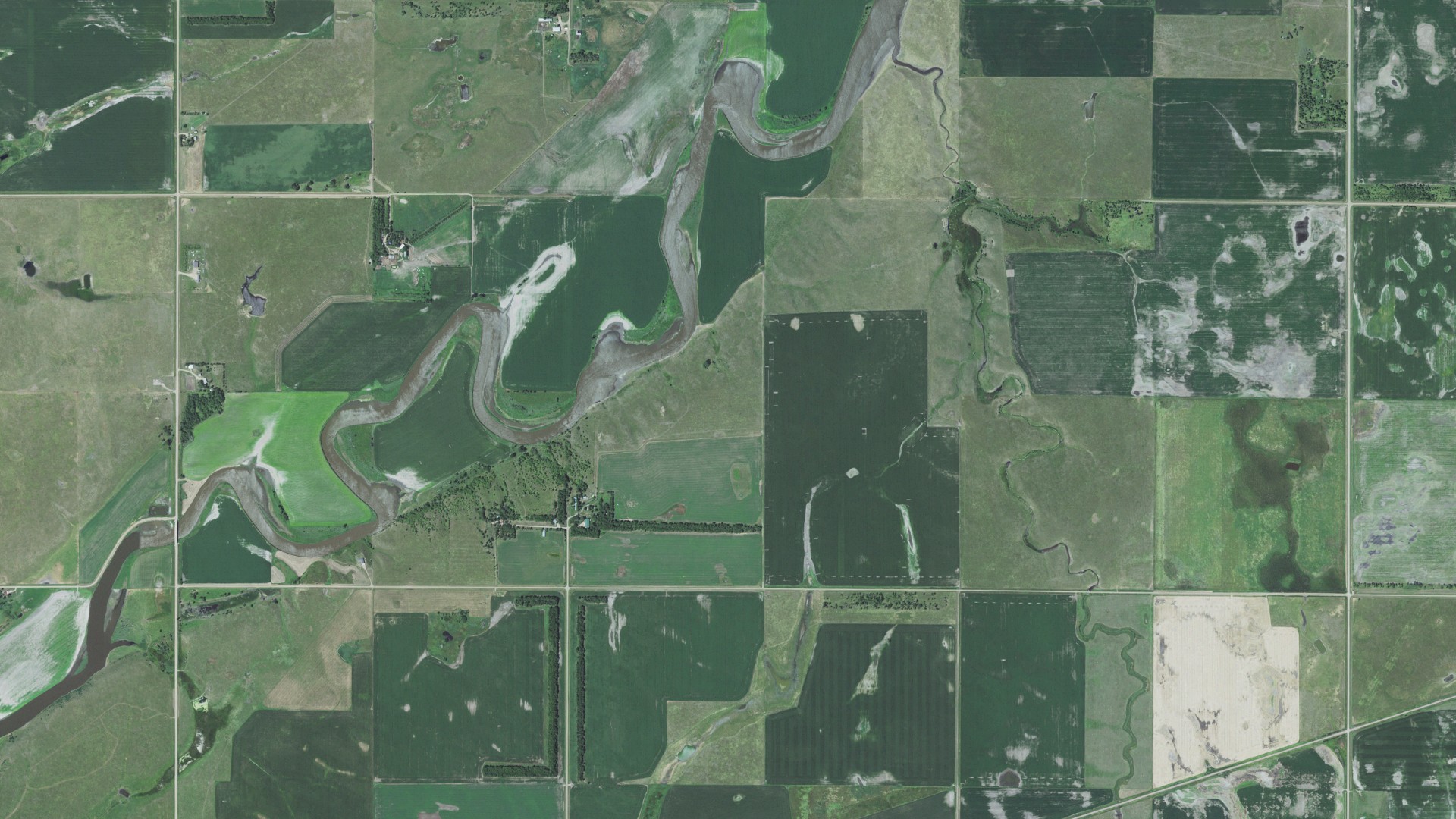 Aerial view of land around Valley, South Dakota