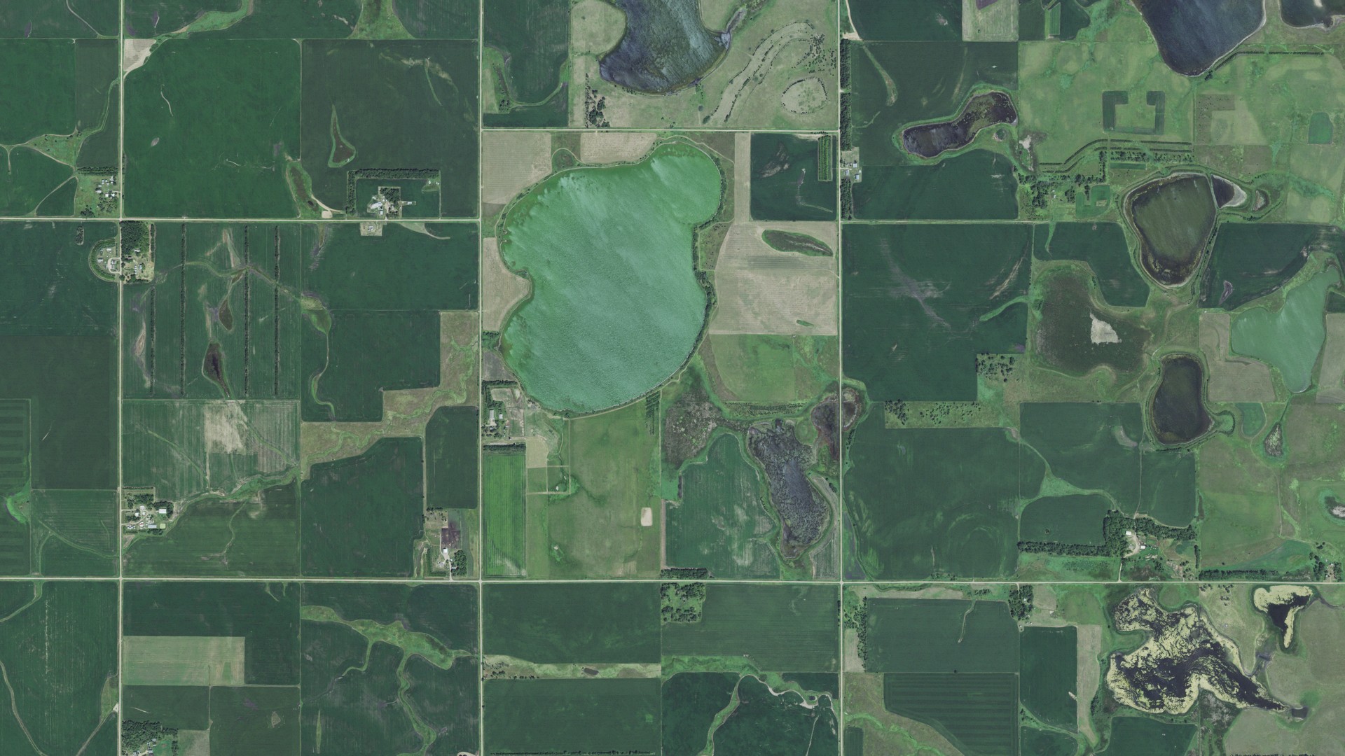 Natural-color aerial photograph of land around Winsor, South Dakota