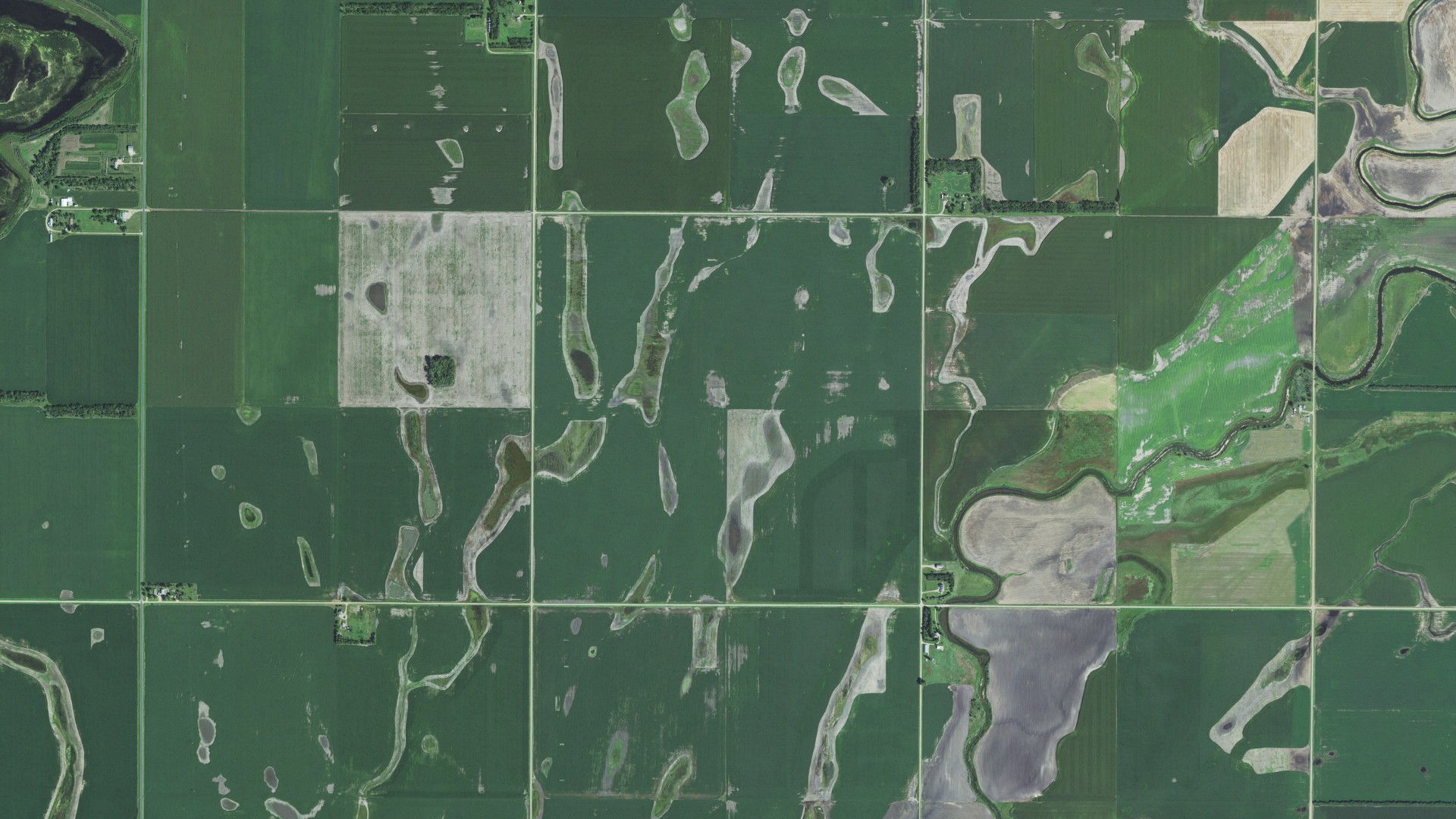 Aerial view of land around East Rondell, South Dakota