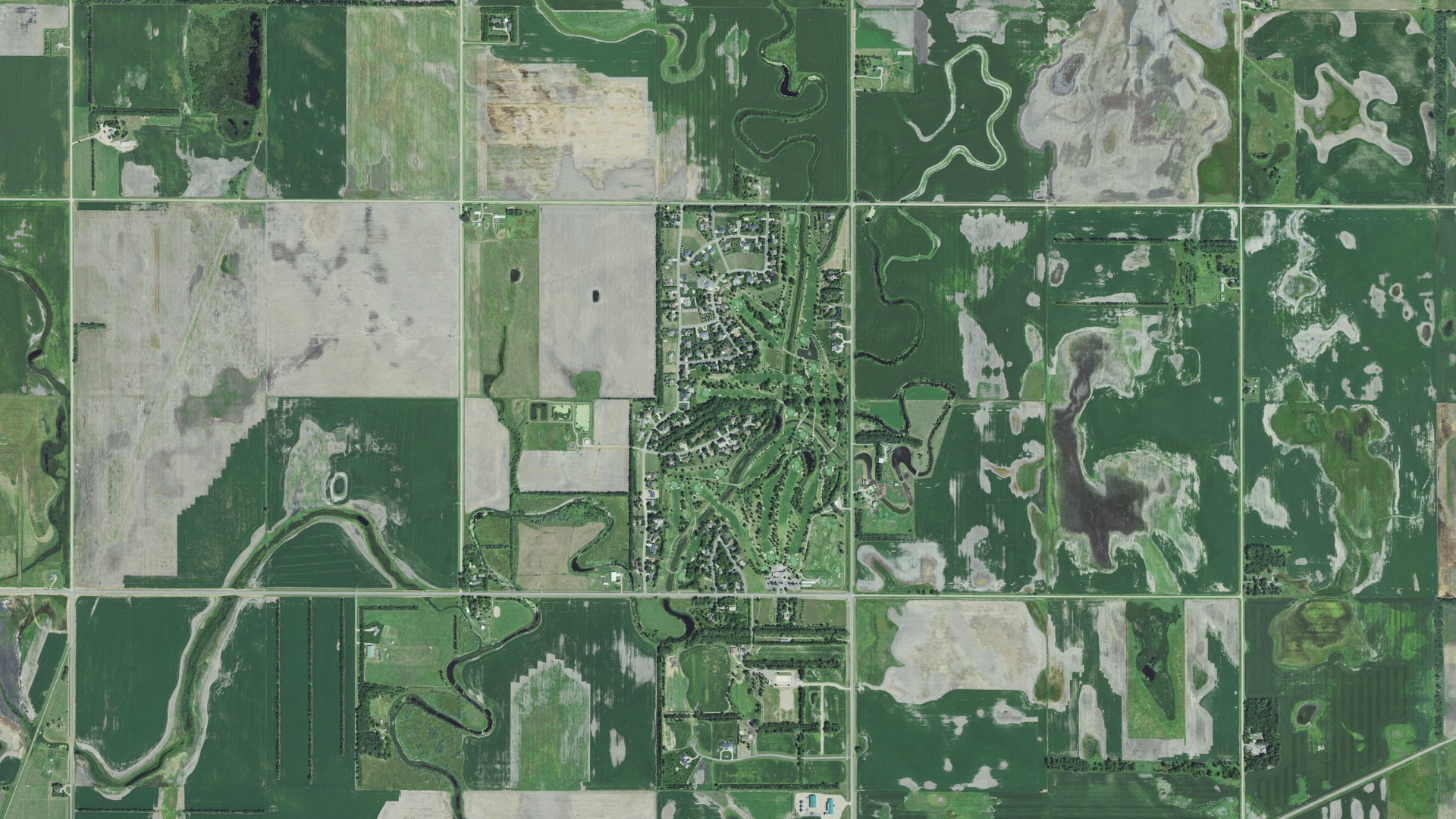 Aerial view of land around Prairiewood, South Dakota