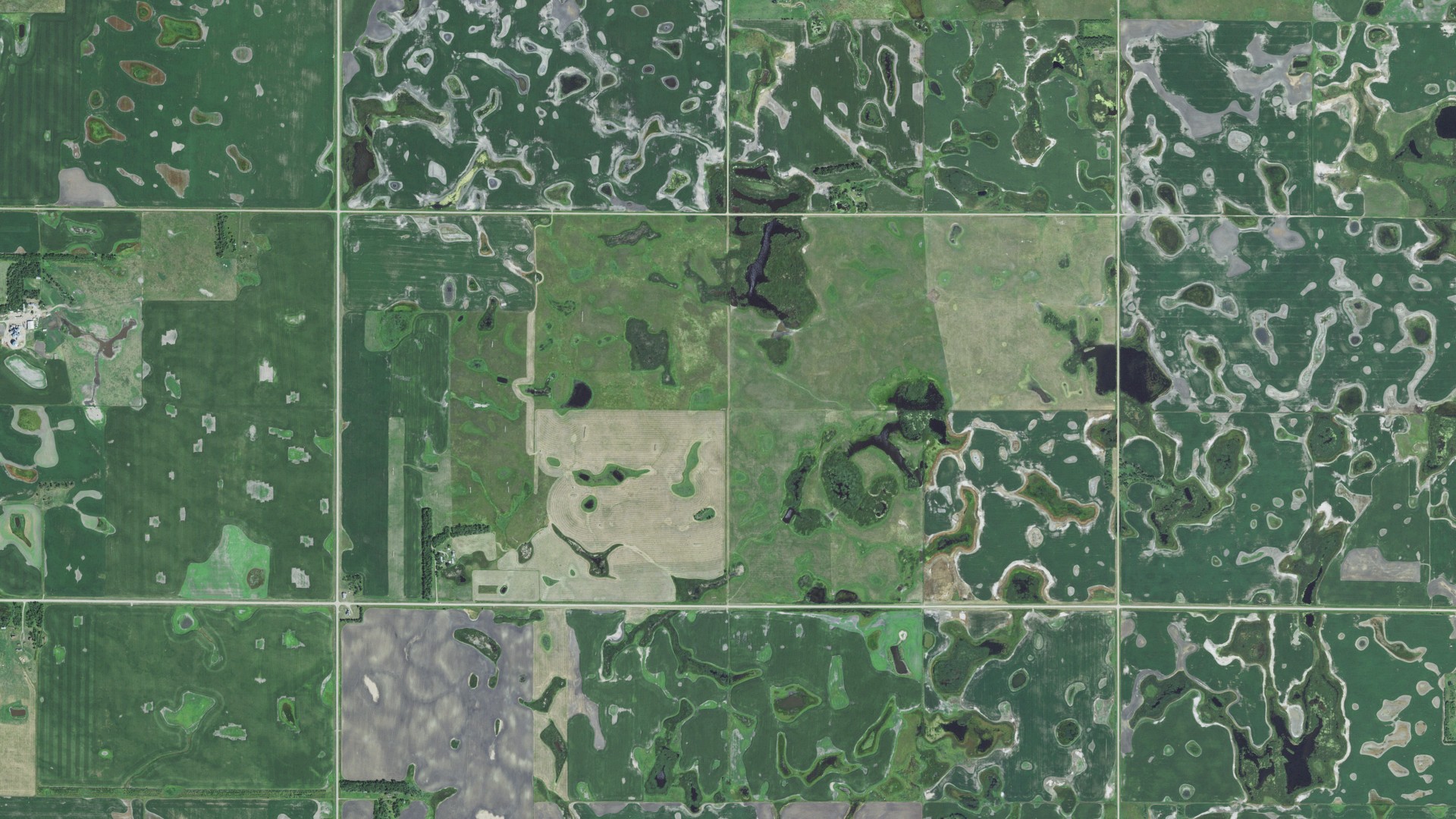 Aerial view of land around Savo, South Dakota