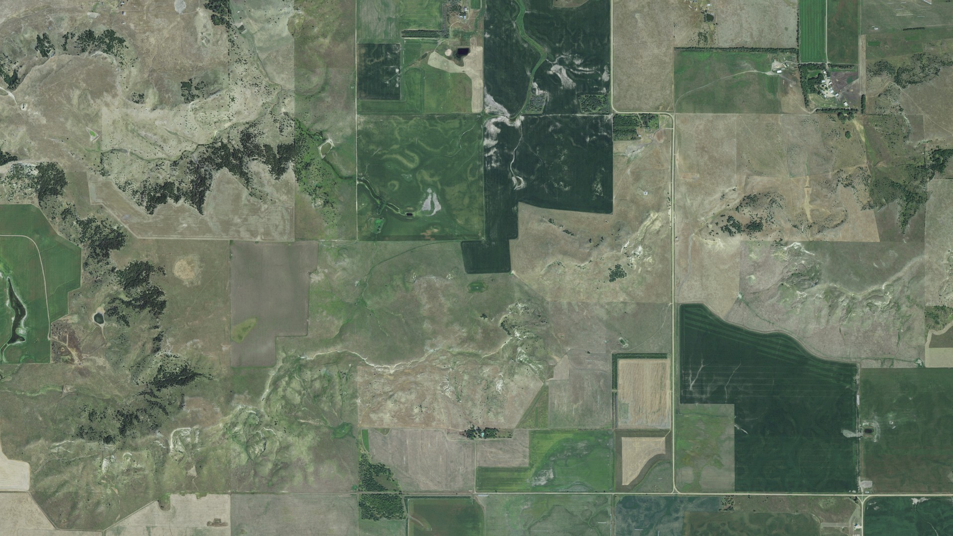 Aerial view of land around Eagle, South Dakota