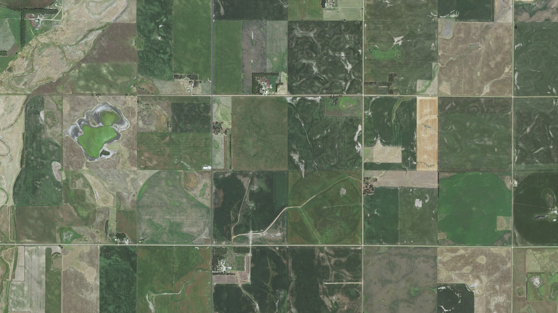 Aerial view of land around Bryan, South Dakota