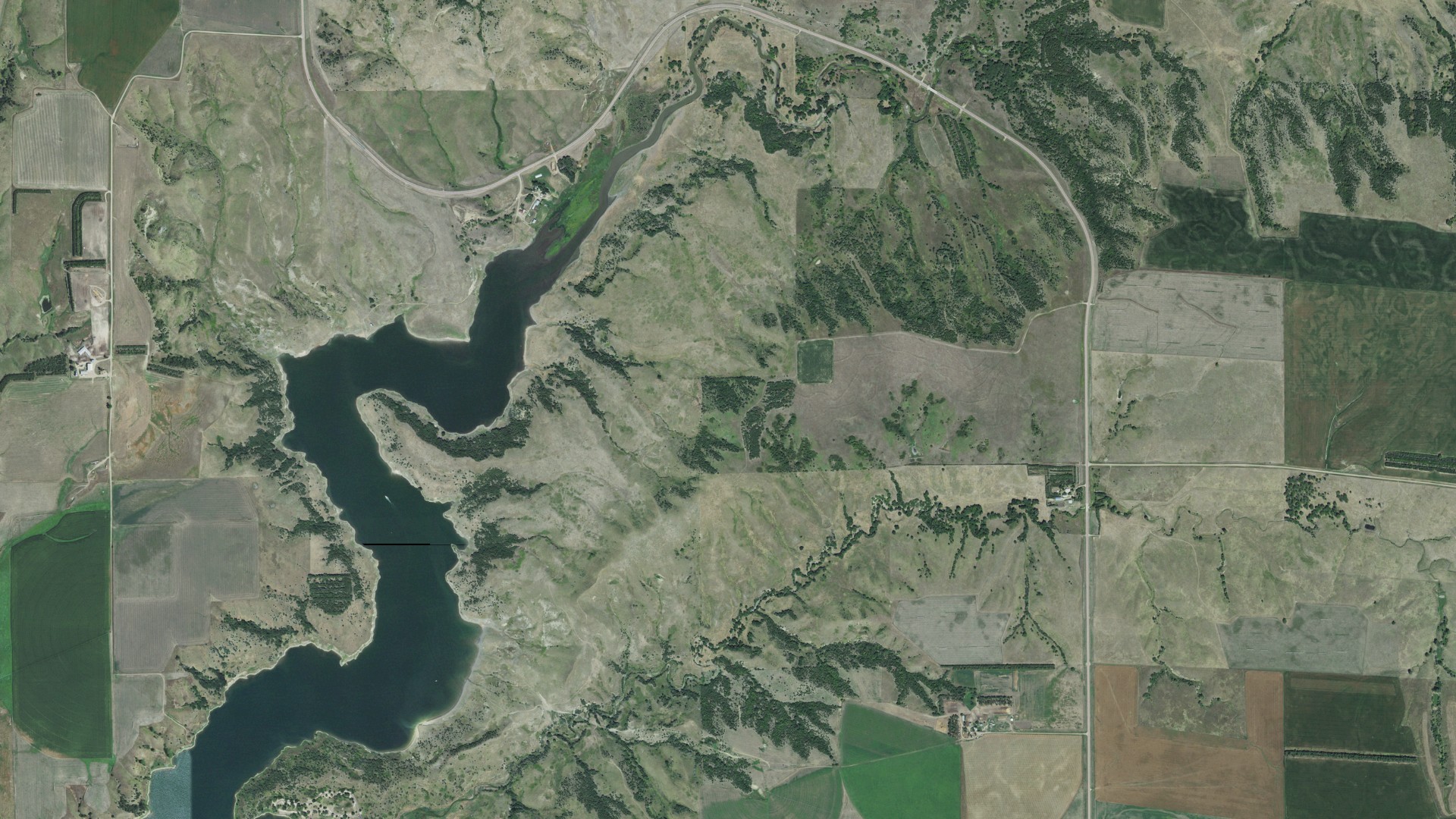 Aerial view of land around Hamilton, South Dakota