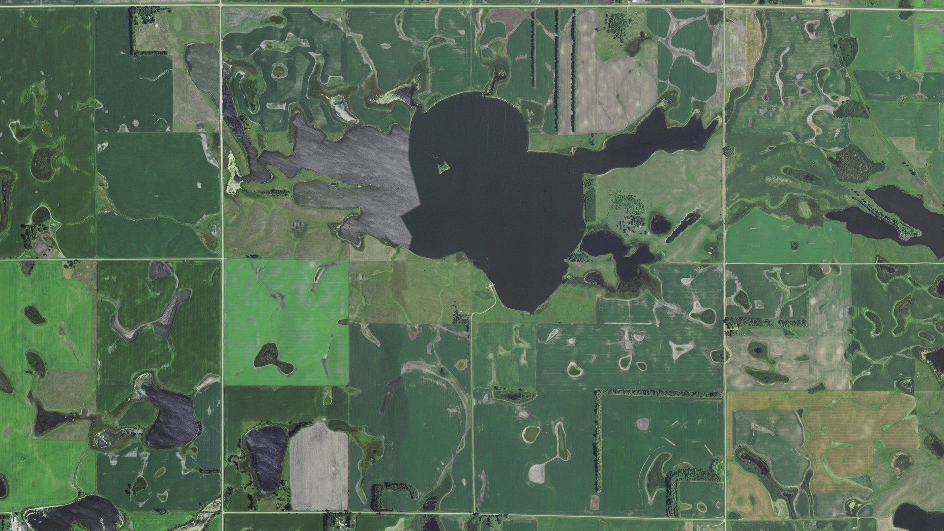 Aerial view of land around Cottonwood, South Dakota