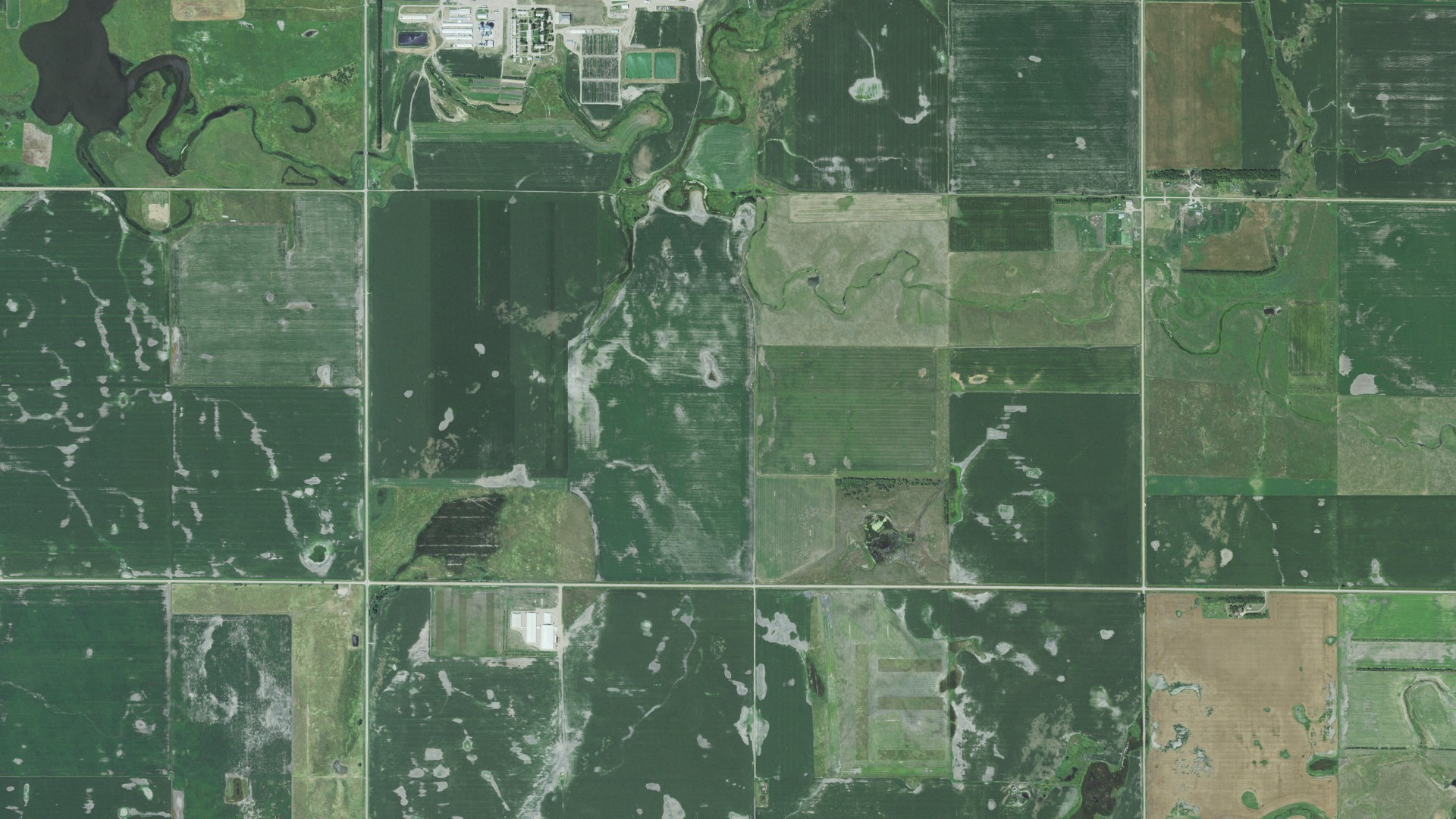 Aerial view of land around Fordham, South Dakota