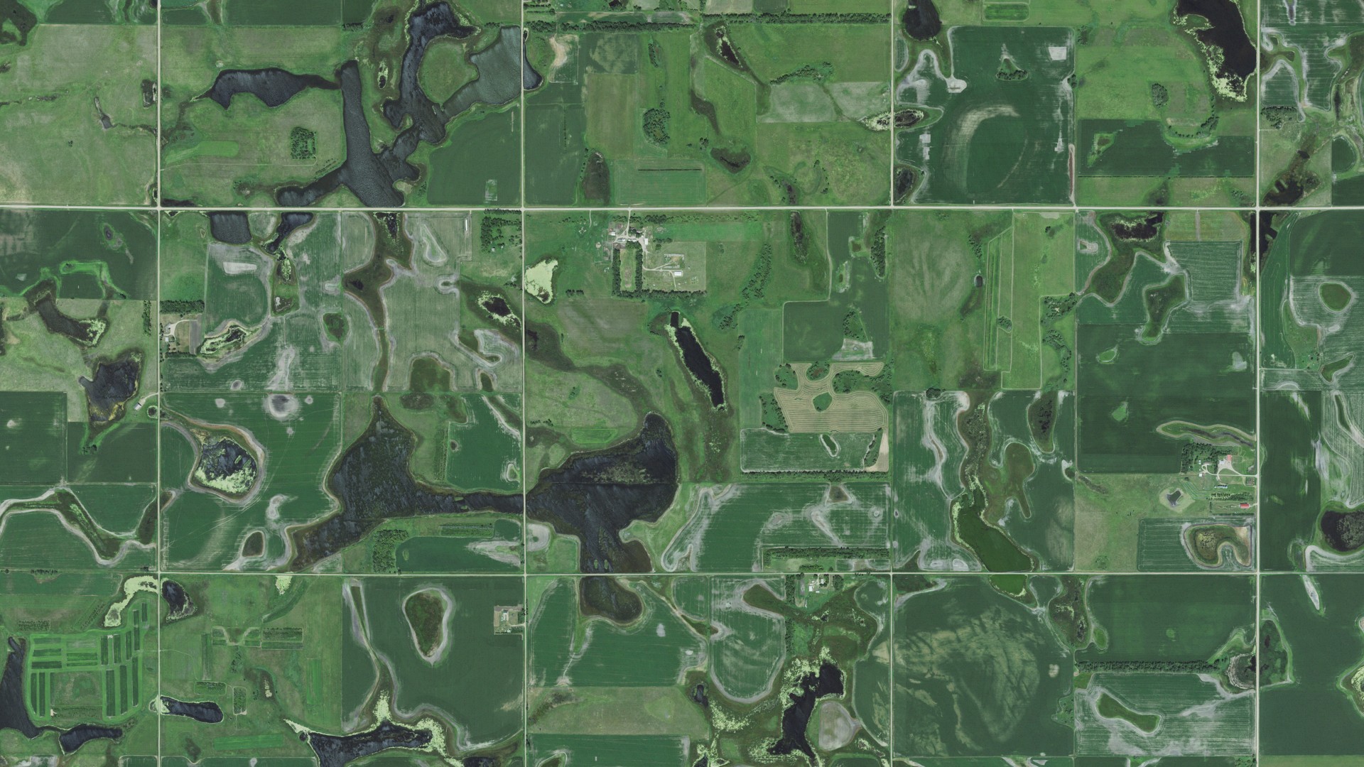 Natural-color aerial photograph of land around Merton, South Dakota