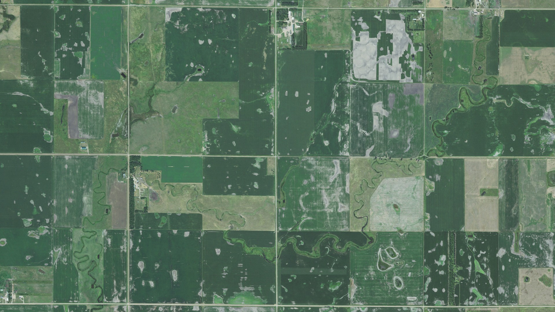 Aerial view of land around Richland, South Dakota