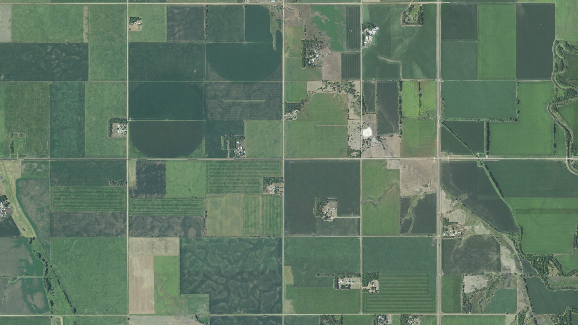 Aerial view of land around Pleasant Valley, South Dakota