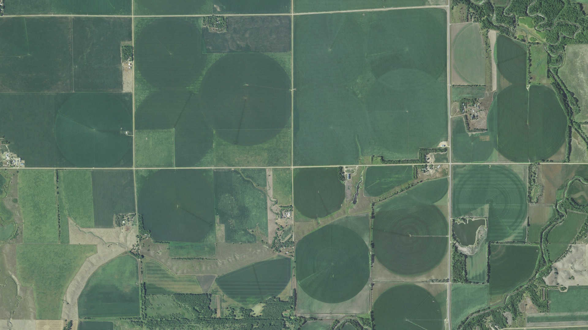 Aerial view of land around Riverside, South Dakota