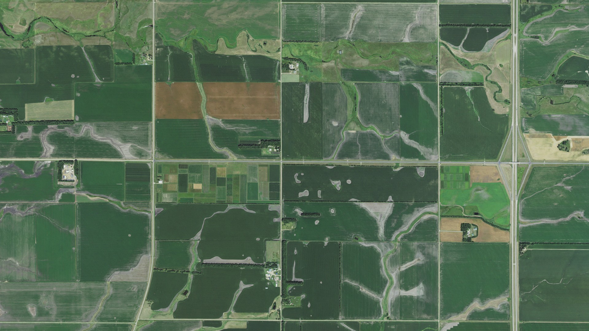 Aerial view of land around Germantown, South Dakota