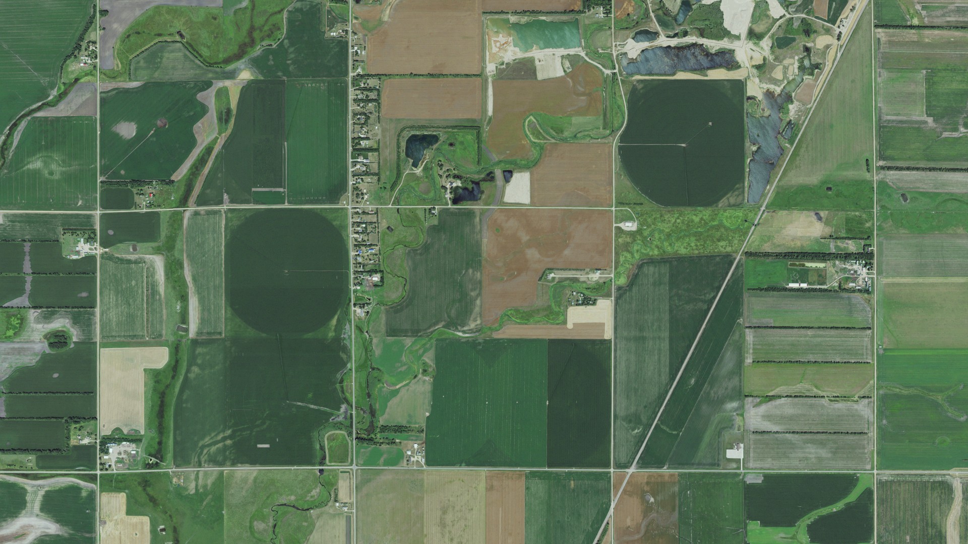 Aerial view of land around Rauville, South Dakota